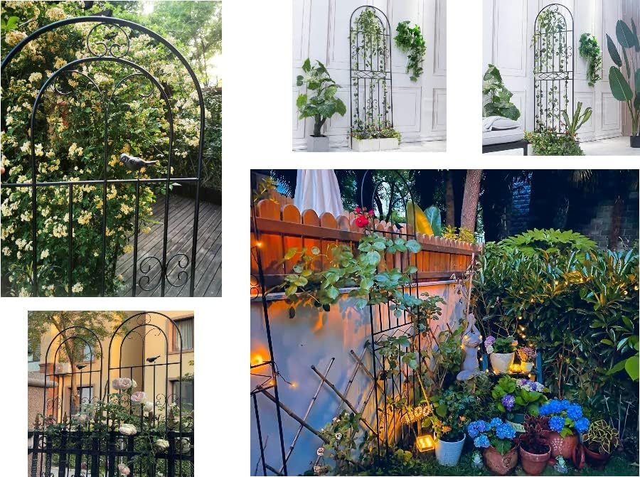 2 Pack 70.8" H x 19.7" W Metal Garden Trellis with Black Coating, Wire Lattice Grid Panel for Climbing Plants Outdoor Roses Vine Cucumbers Vegetables Flower Support