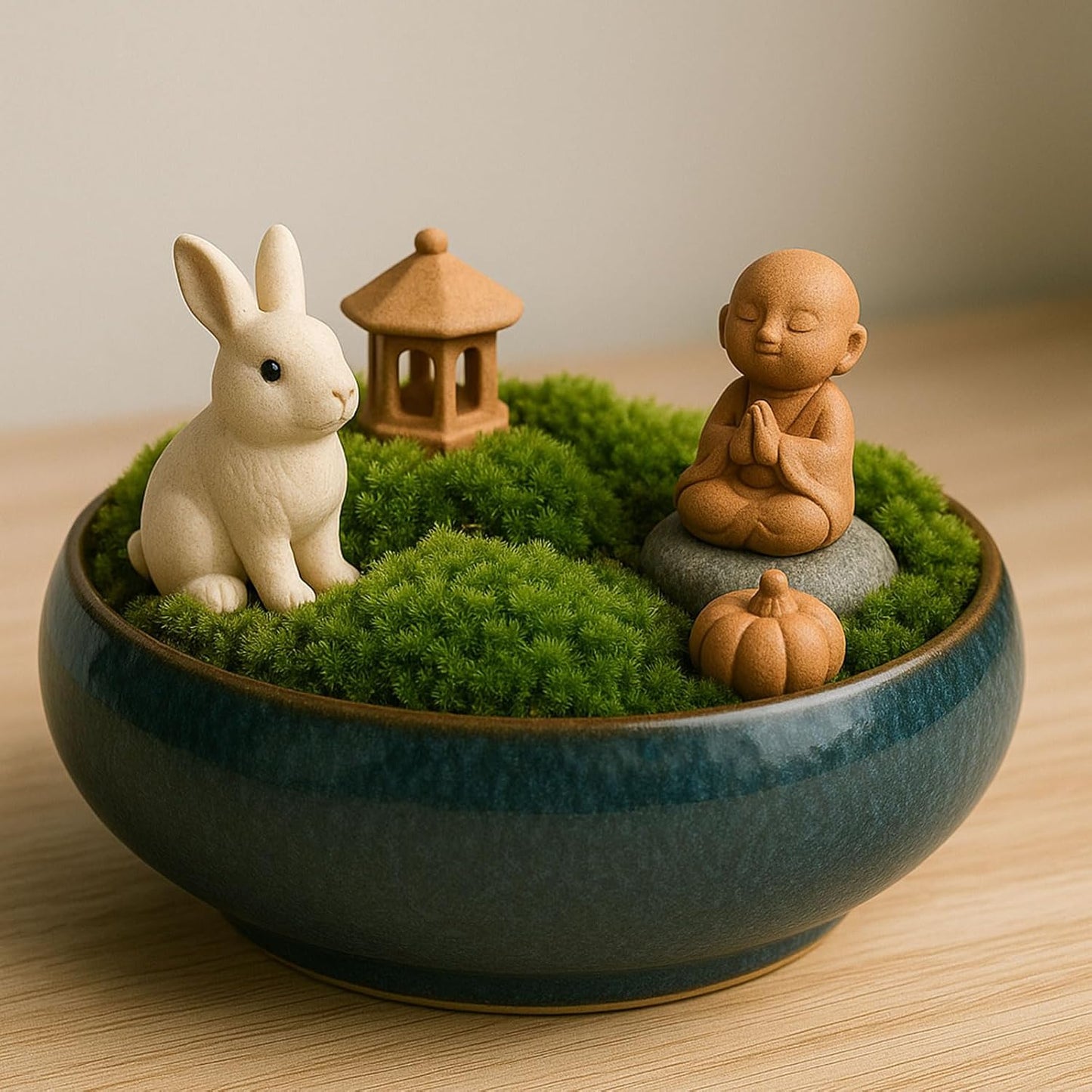 Oncpcare Lotus Bowl Planter – Glazed Ceramic Indoor Plant Bowl Lotus Pot for Lotus Seeds, Bonsai, Succulents | Shallow Hydroponic Decorative Oriental Flower Bowl (Green)