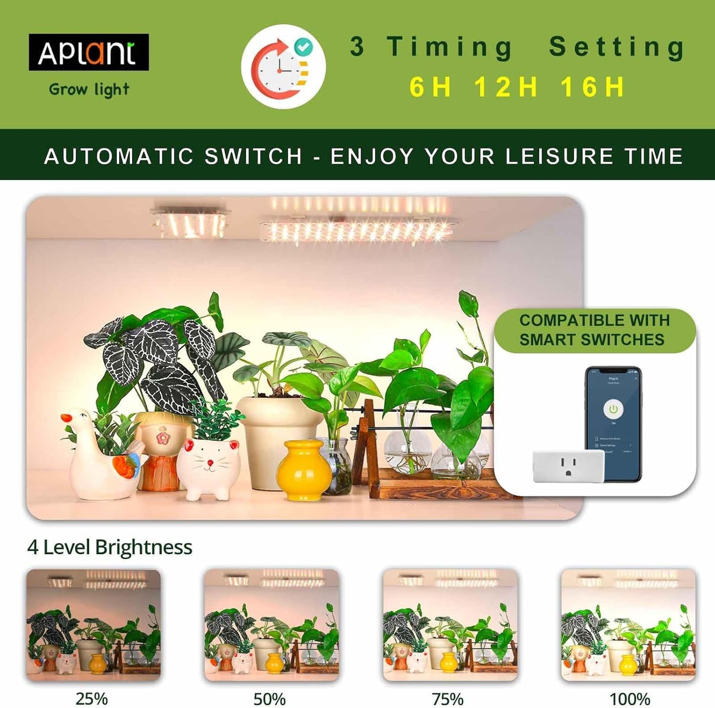 Grow Light, 0.04inch Ultra Thin Led Grow Lights for Indoor Plants Full Spectrum with Timer, Dimmable Plant Light for indoor growing, 3 Spectral Modes Grow Light Strip for Germination,Growth,20W