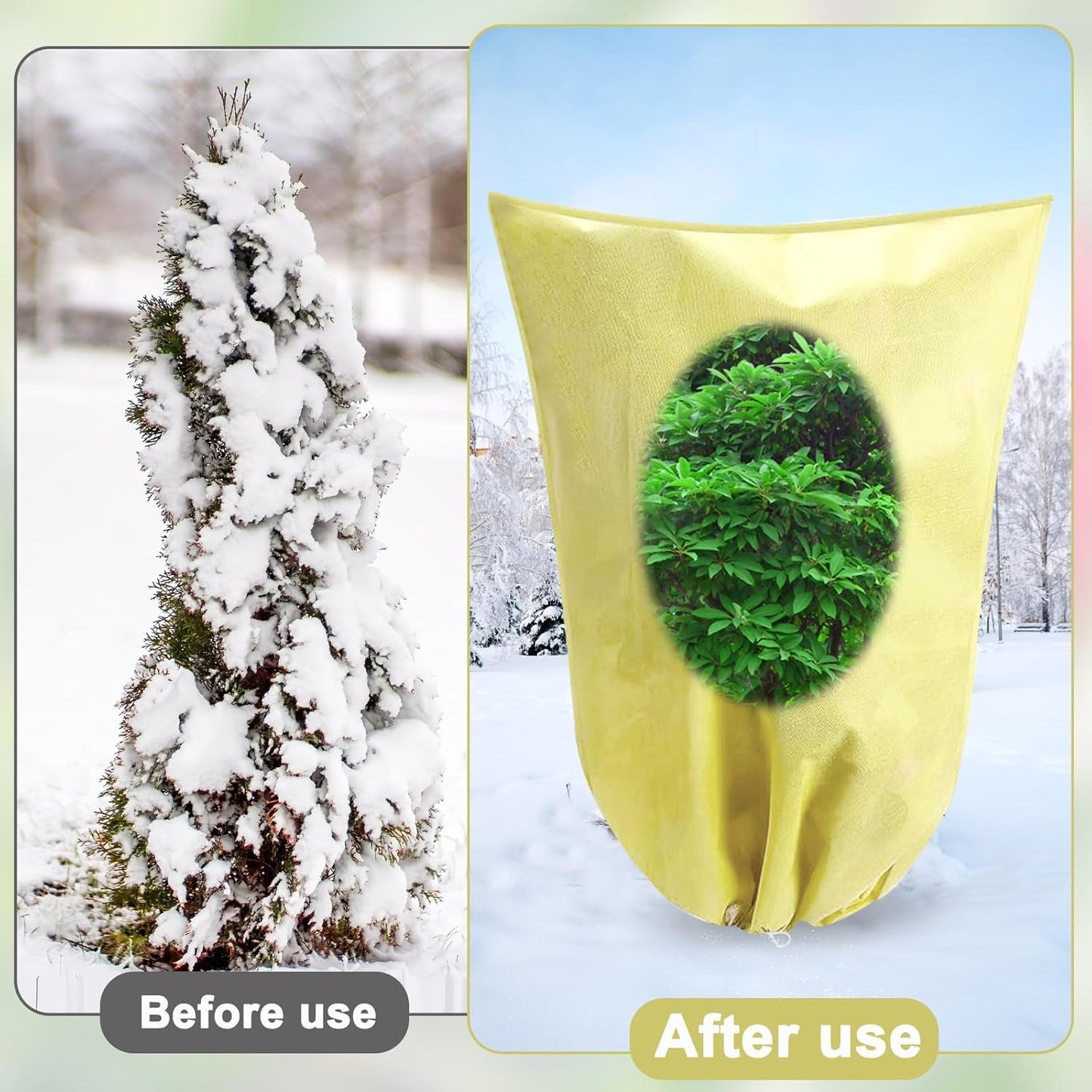 DQS 2 Pack Plant Covers Freeze Protection, 39.3" W x39.3 Winter Frost Protection Blankets Frost Cloth,Suitable for Outdoor Winter Frost, Cold Weather, shrubs, Trees, Jackets, and coverings