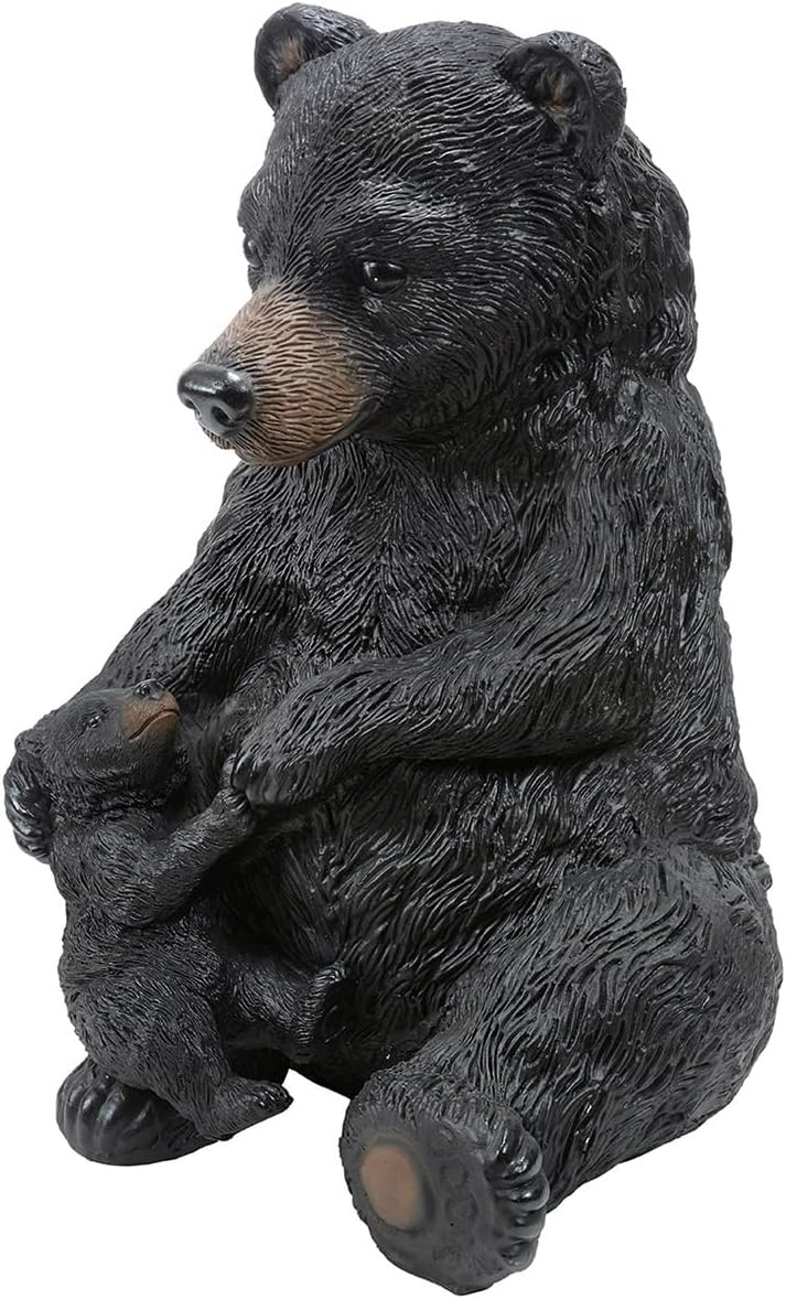 Black Forest Décor Mother & Cub Bear Sculpture - Rustic Polyresin Figurine for Tabletop Decor