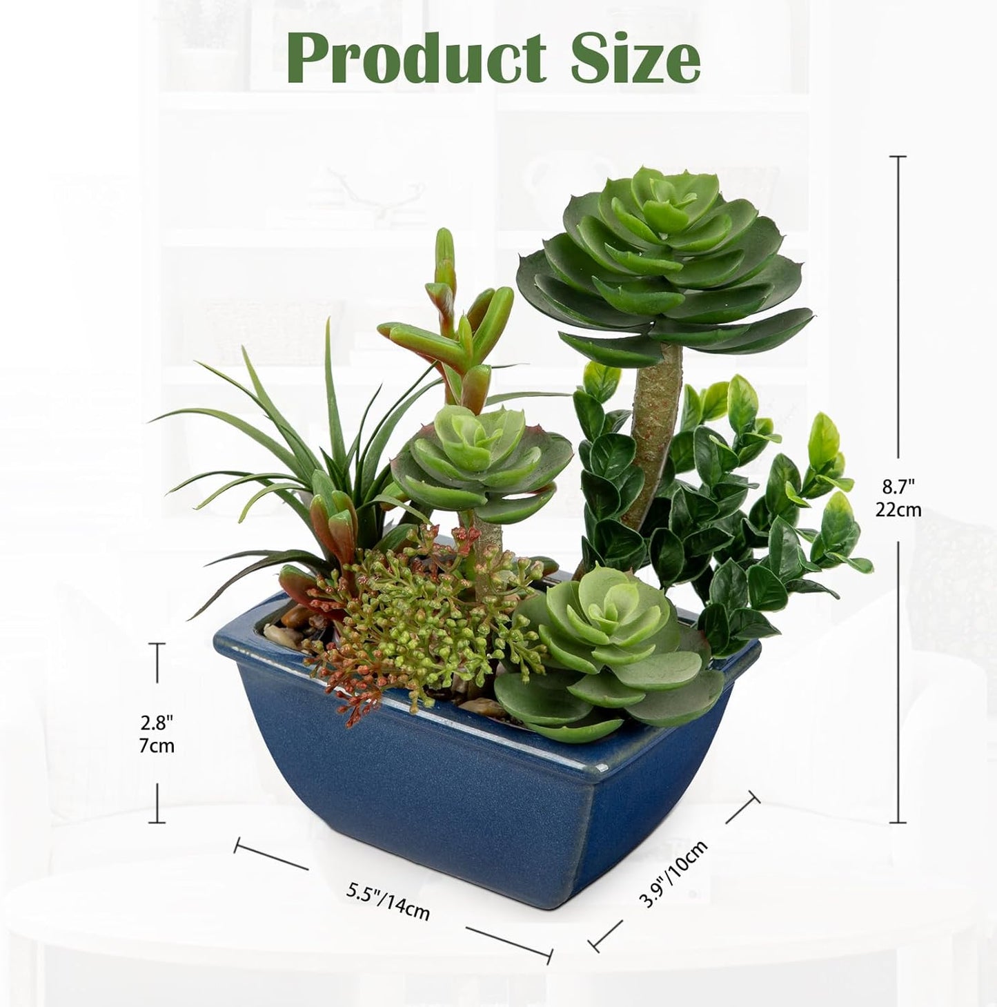 Small Faux Plant Assorted Fake Succulents Plants with Glazed Ceramic Pot Faux Succulents Arrangement Cement Potted Desk Plants Small Fake Plants for Home Table Office Bathroom Shelf Living Room Decor
