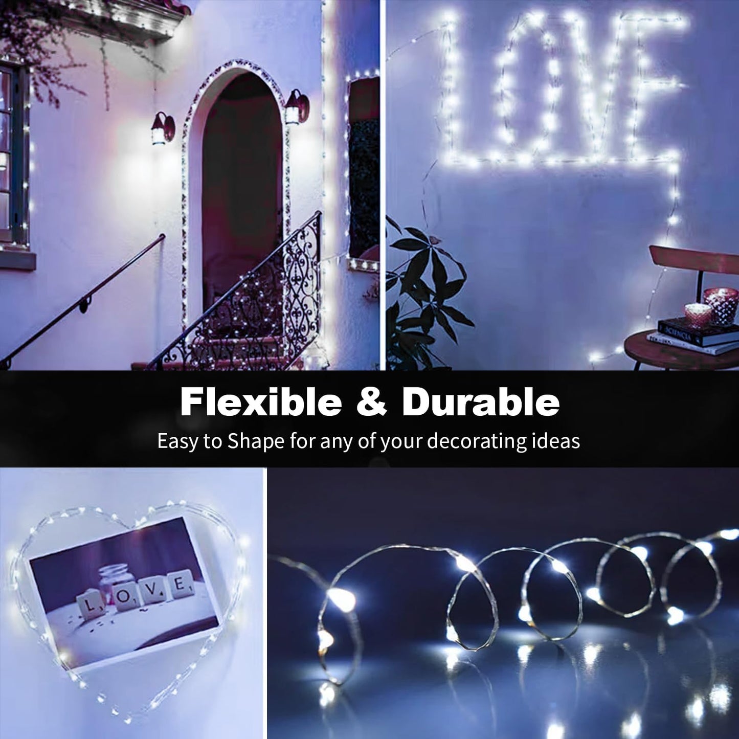 30 Pack LED Fairy Lights Battery Operated,3 Features Blinking Slowly Blinking & just on 7FT 20 LED Waterproof Mini Twinkle String Lights for Wedding Party Christmas Decorations,White