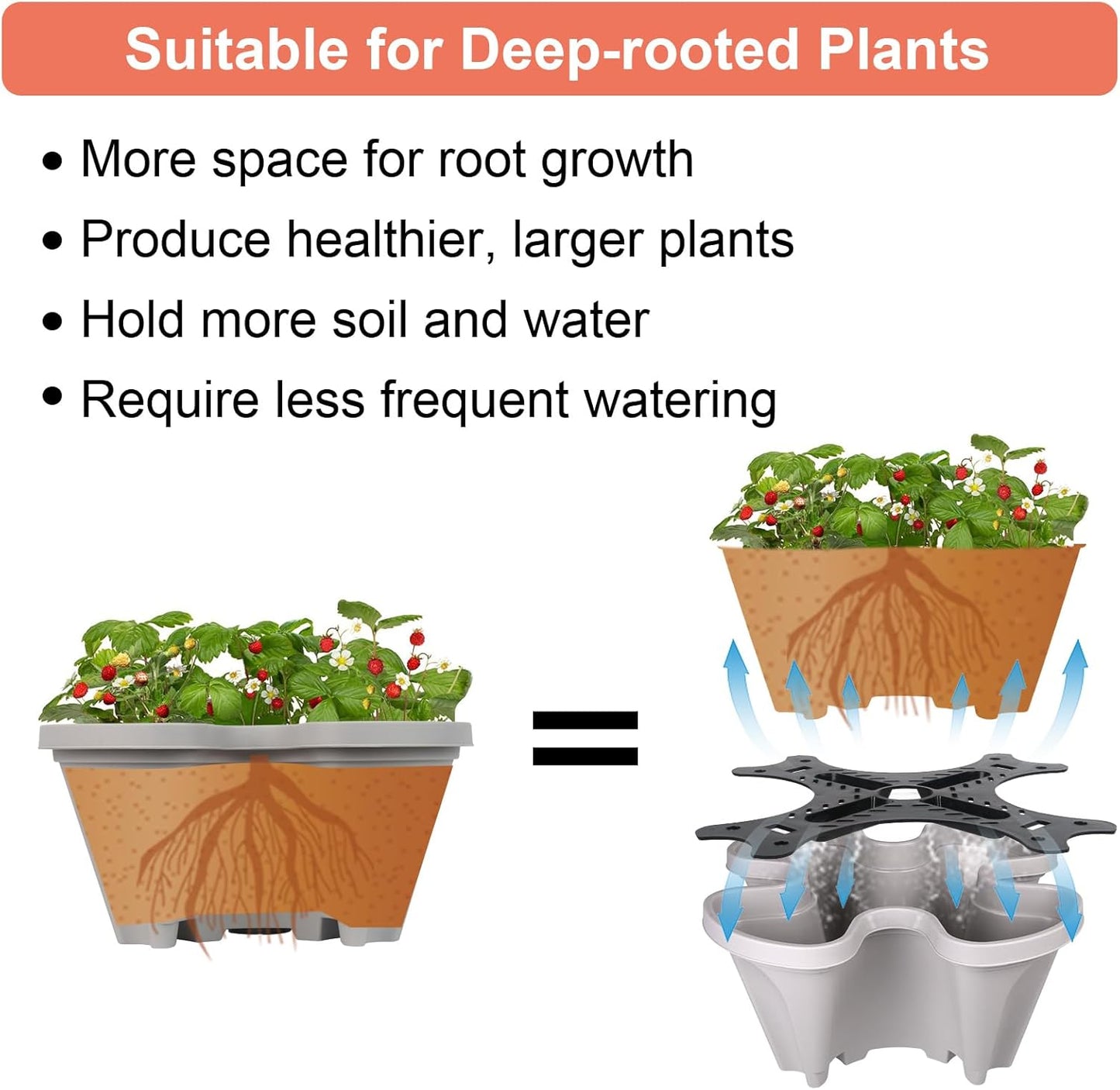 Vertical Planter 5 Tier Stackable Planters Garden Planters Strawberry Herb Flower and Vegetable Planter Indoor Outdoor Gardening Pots with Removable Wheels and Tools 2-Pack