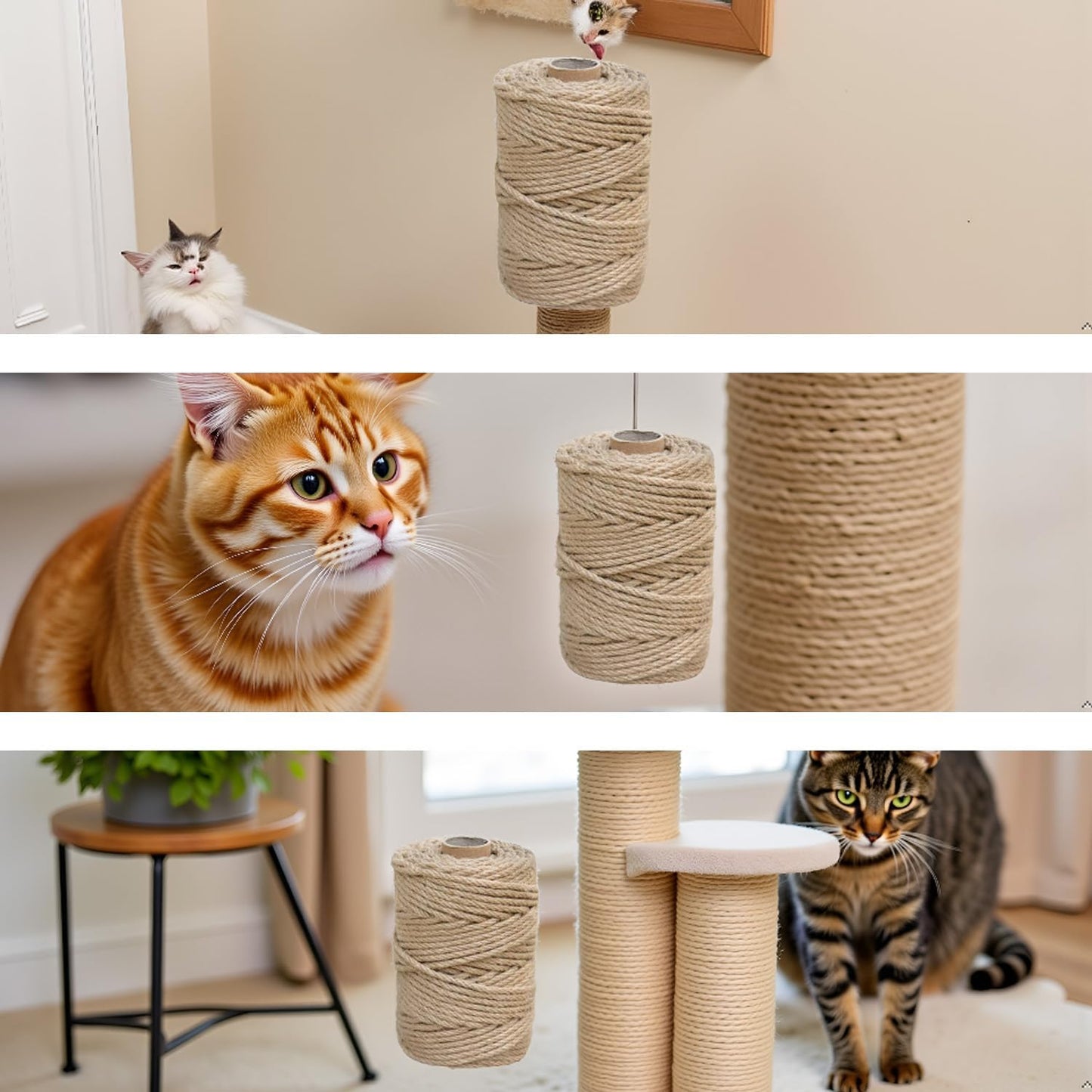 1/8 in (3 mm) X 164 Ft (50 Meters) Jute Twine Rope String for Home Decorating, Cat Scratcher Post Tree, DIY Arts Crafts, Garden, Binding, Packing Material