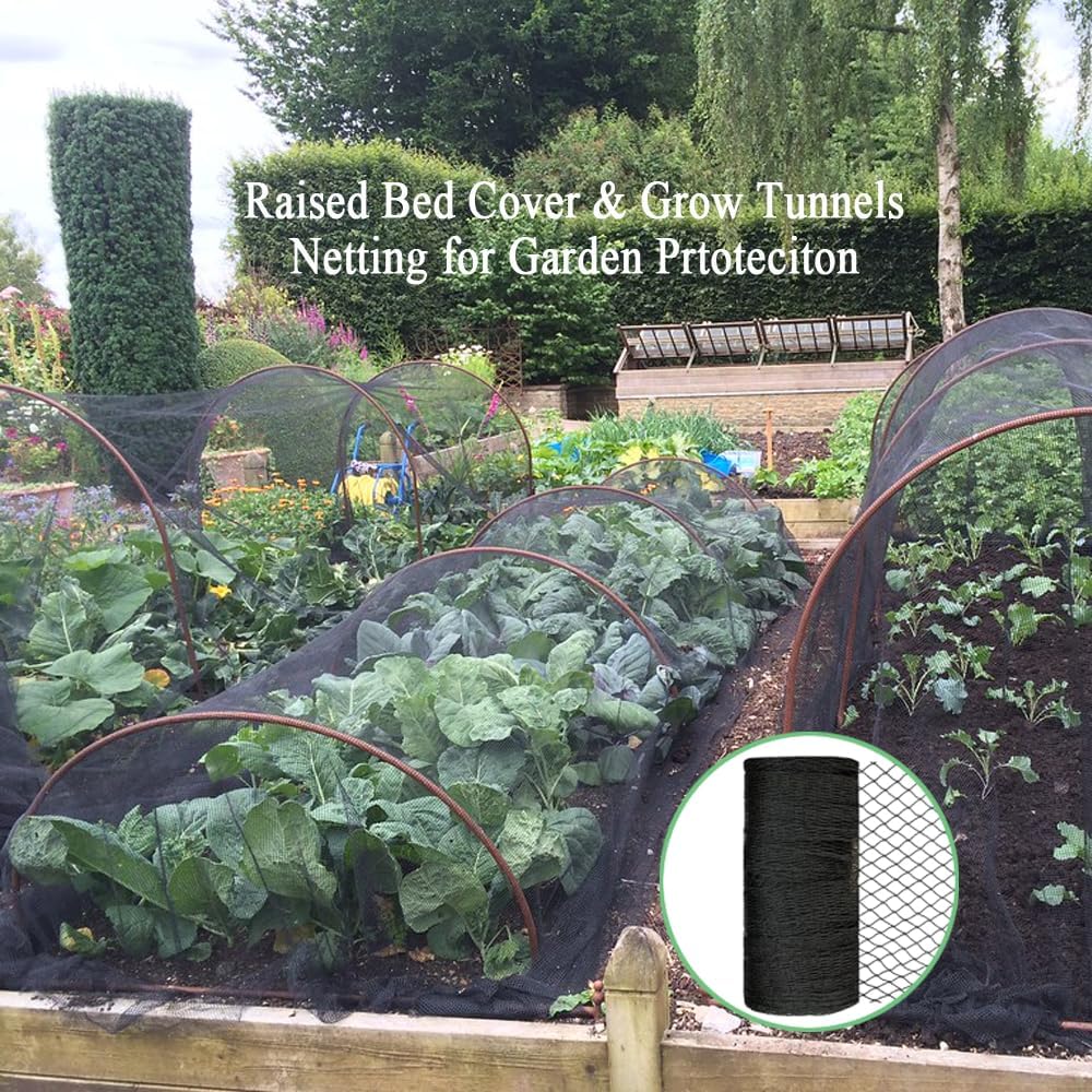 Bird Netting 7.5x65 Ft, 1/2In Mesh Heavy Duty Garden Netting Pest Barrier for Plants, Fruit Trees, Vegetables, Extra Strong Woven Mesh Netting, Animal Fencing Against Birds, Deer, Poultry