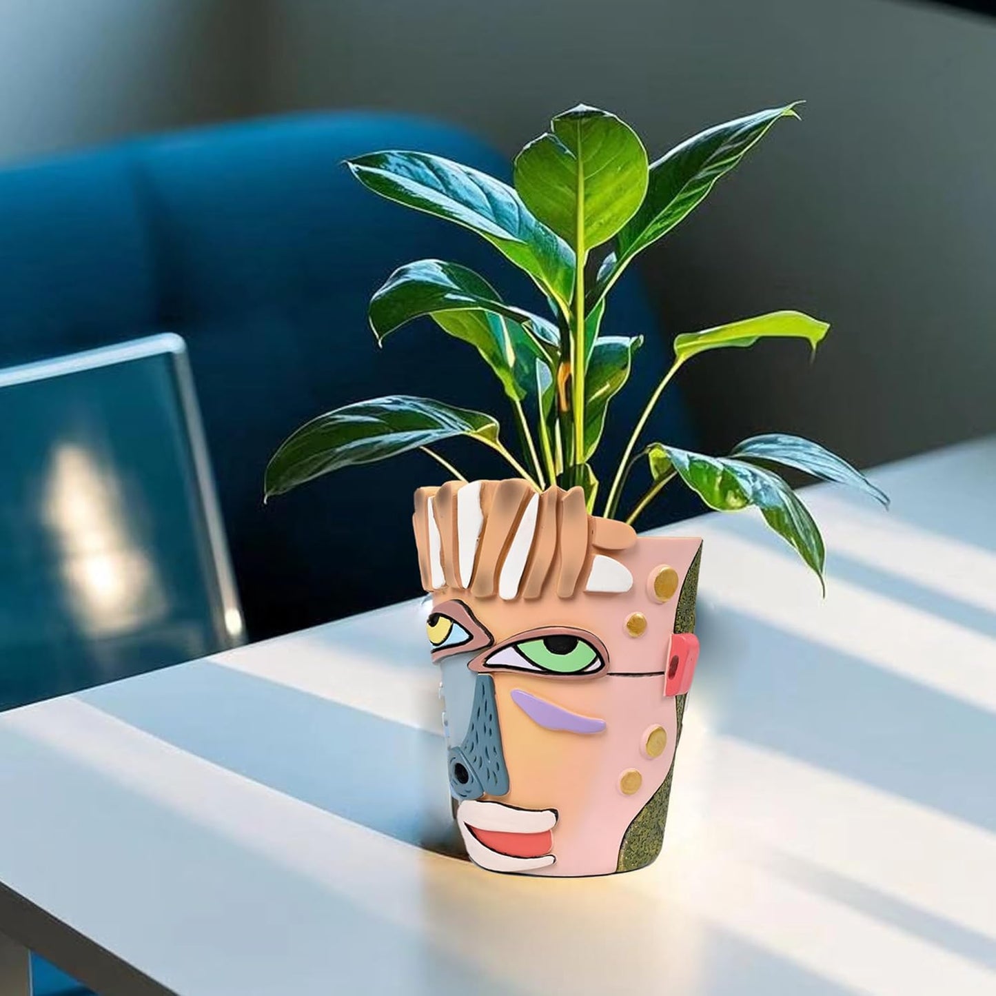 Abstract Face Planters Pots Head,Unique Head Planter for Indoor Plants,Funny Face Flower Pot,Colorful Plant Pots for Outdoor Garden Decor and Home Art Decoration(Modern)