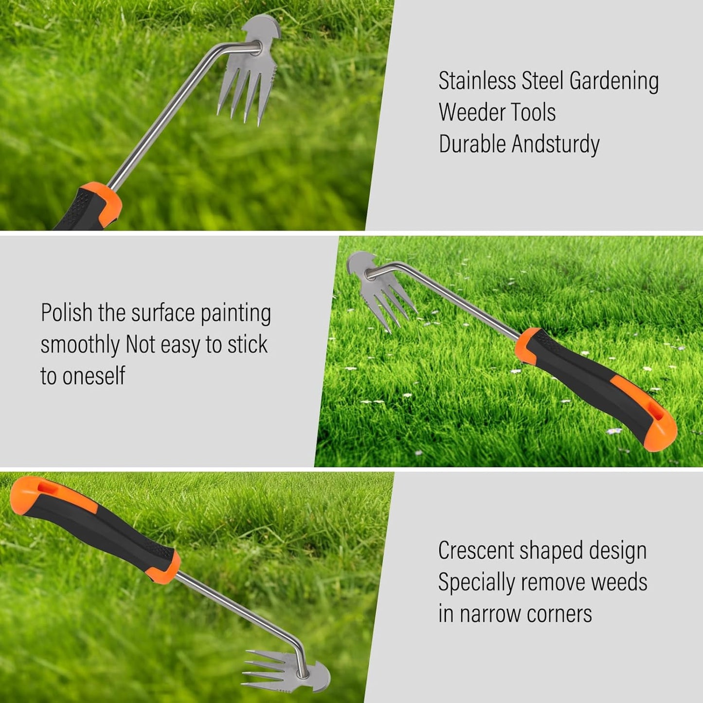 Weed Puller Tool,Portable Garden Weeder Tool,2024 New Gardening Weeding Tools,for Hand Weeder Puller for Vegetable Gardening Backyard Farm Planting & Uprooting Weeding Tool (Rubber Handle)