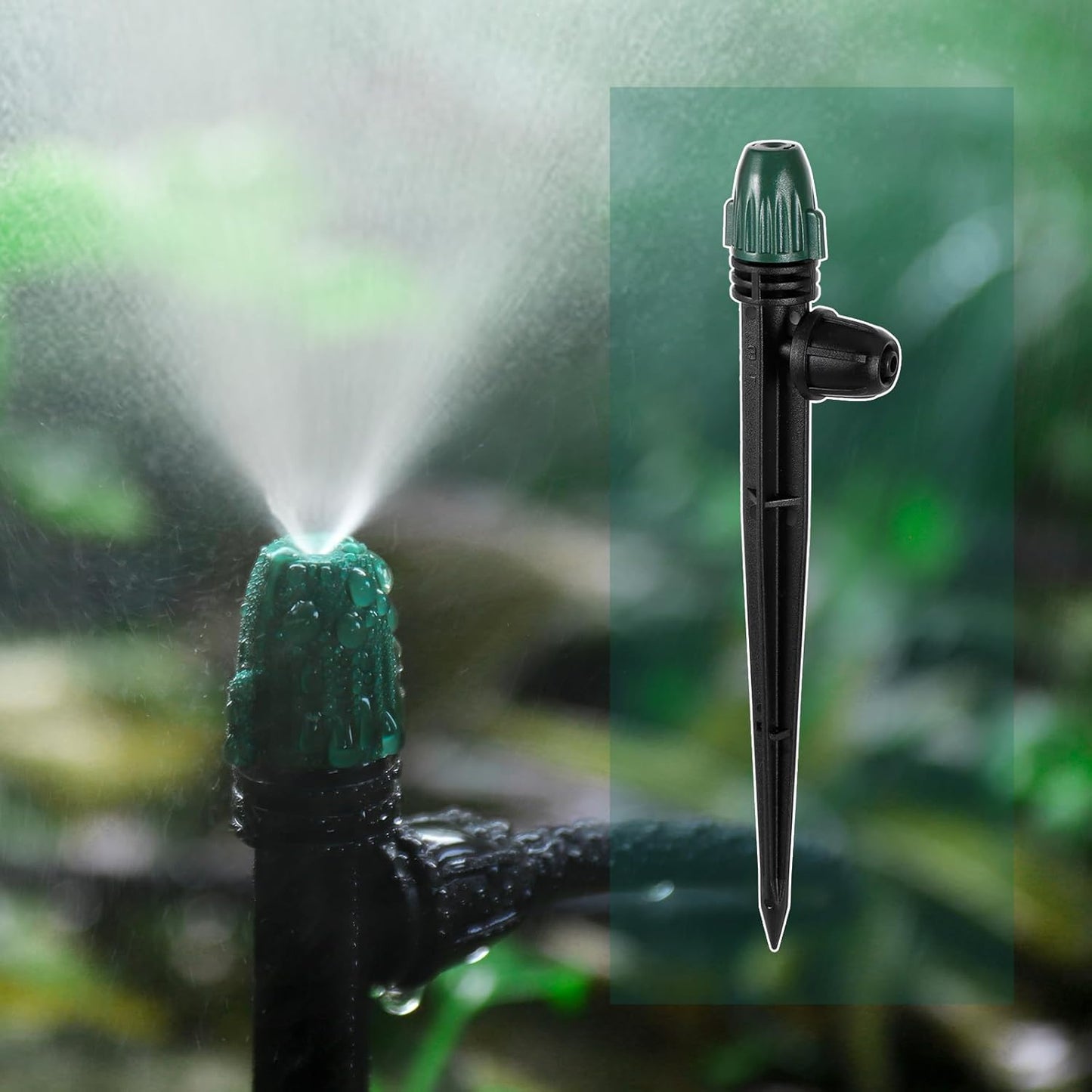 25PC Anti-Drop Drip Irrigation Spray,Lock Barbed Design Misting Drippers for 1/4" Irrigation Tubing,Adjustable 360 Degree Micro Spray on 6.3" Stake for Garden Watering System (25pc-Adjustable Emitter)