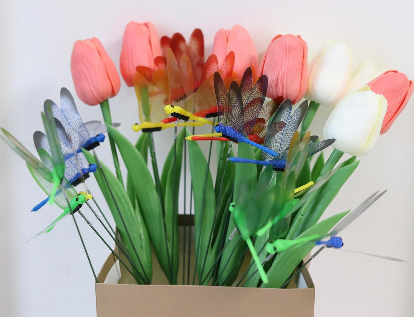 20Pcs Dragonfly Stakes, 9.8inch Dragonfly Garden Ornaments 3D Dragonfly Patio Decor Party Supplies for Indoor, Outdoor, Yard, Christmas Decor