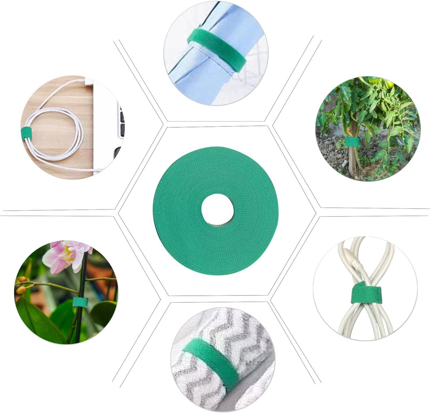 5 Rolls Garden Tie Green Tape - Twist Ties for Plants 1/2" 165ft Garden Plant Ties Soft and Tomato Plant Ties - Plant Twist Tie for Plant Gardening, Home, Office