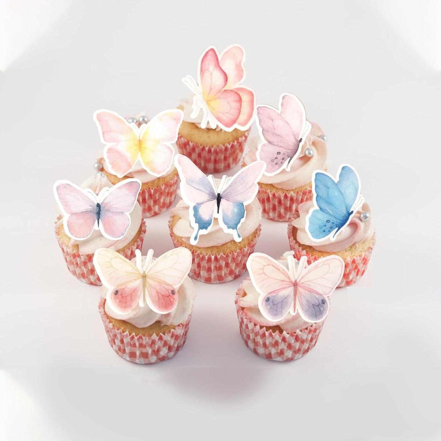 63 PCS Edible Butterfly Cupcake Toppers Edible Butterflies for Cake Decorating Butterfies Cupcake Picks Butterfly Cupcake Decorations for Butterflies Theme Baby Shower Birthday Party Supplies Colorful