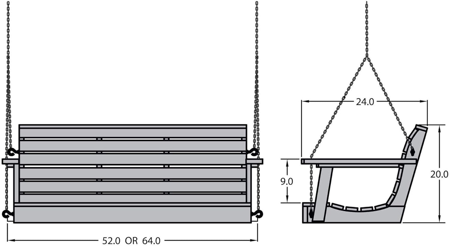 highwood Weatherly Porch Swing, 4 Feet, Whitewash