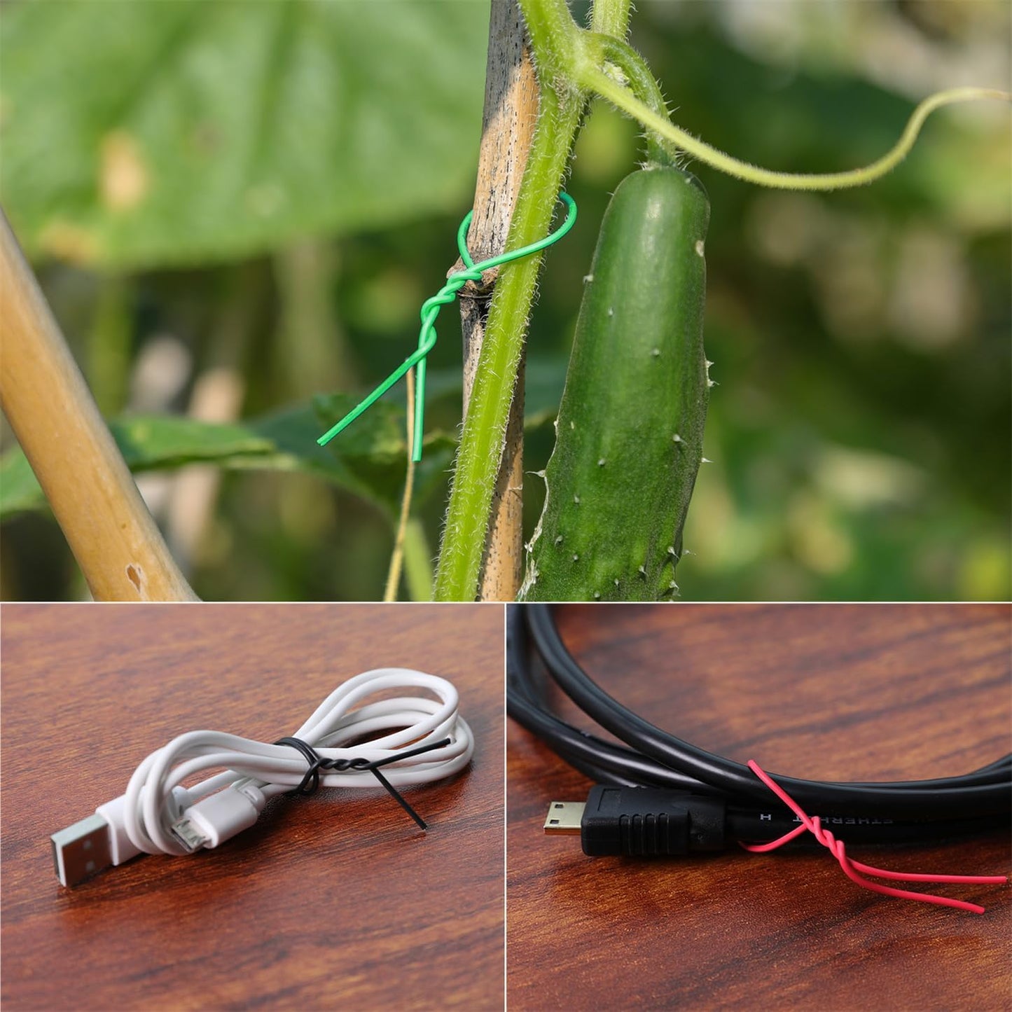 200 Pcs 6 inch Garden Twist Tie, Round Plastic Twist Ties for Plants, Vines and Wrapping Cords or Christmas Tree Gardening Plants Growth and Care, Office Home Cable Organization (Black)