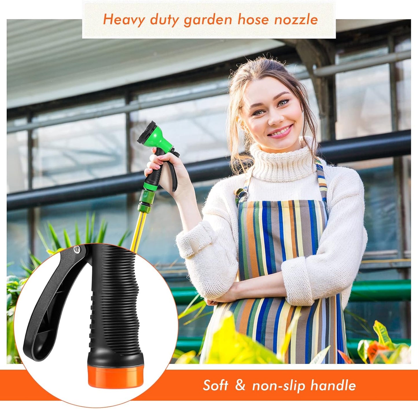 4 Pcs Garden Hose Nozzle Sprayer 10 Adjustable Watering Patterns Heavy Duty High Pressure Water Gun for Watering Plants Washing Cars and Showering Pets