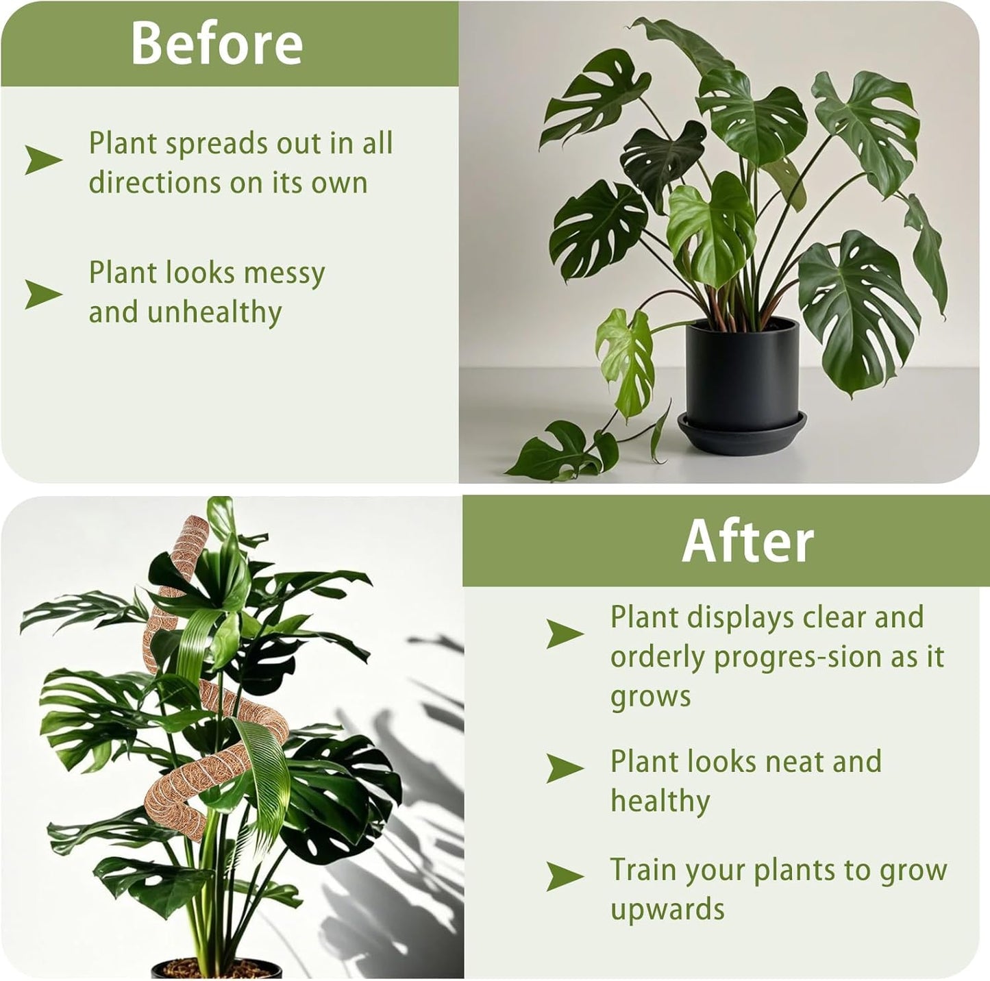 3 Pack Moss Pole, 48 Inch Monstera Plant Support, Moss Poles for Climbing Indoor Plants, Bendable Coco Coir Plant Support Stakes for Potted Plants, Pothos, Philodendron