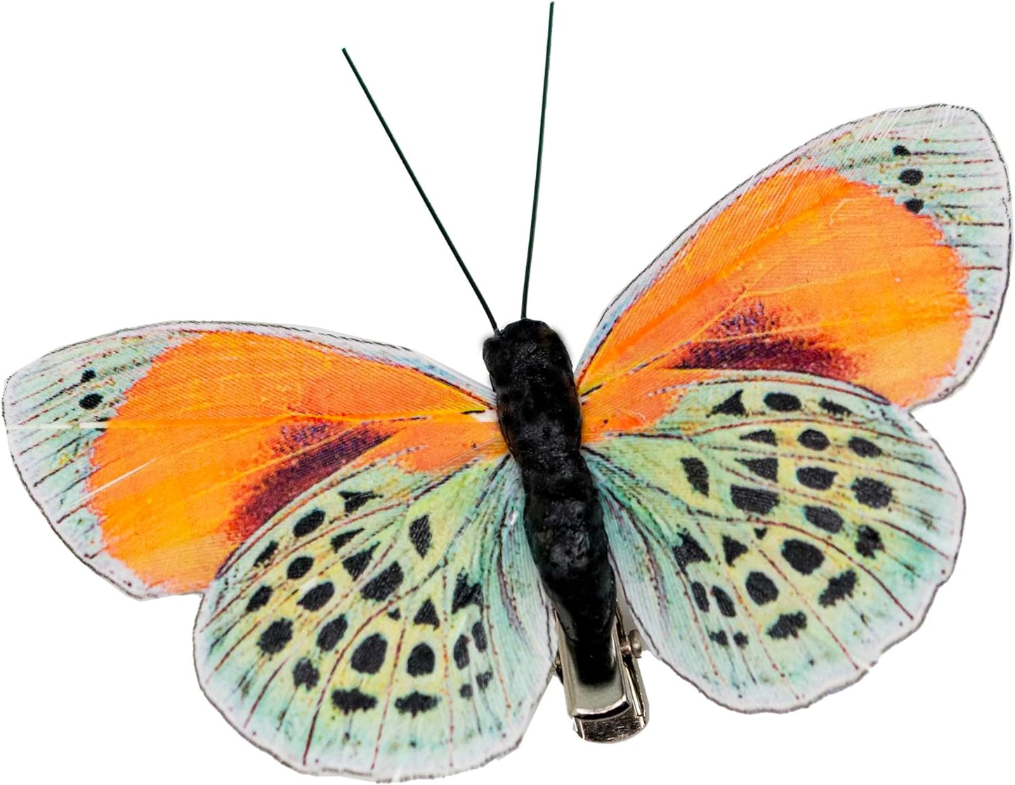 Berfutall-Artificial Feather 3D Butterfly Party Decorations Set of 12 with Clip 12 Color Ornaments for Christmas Tree