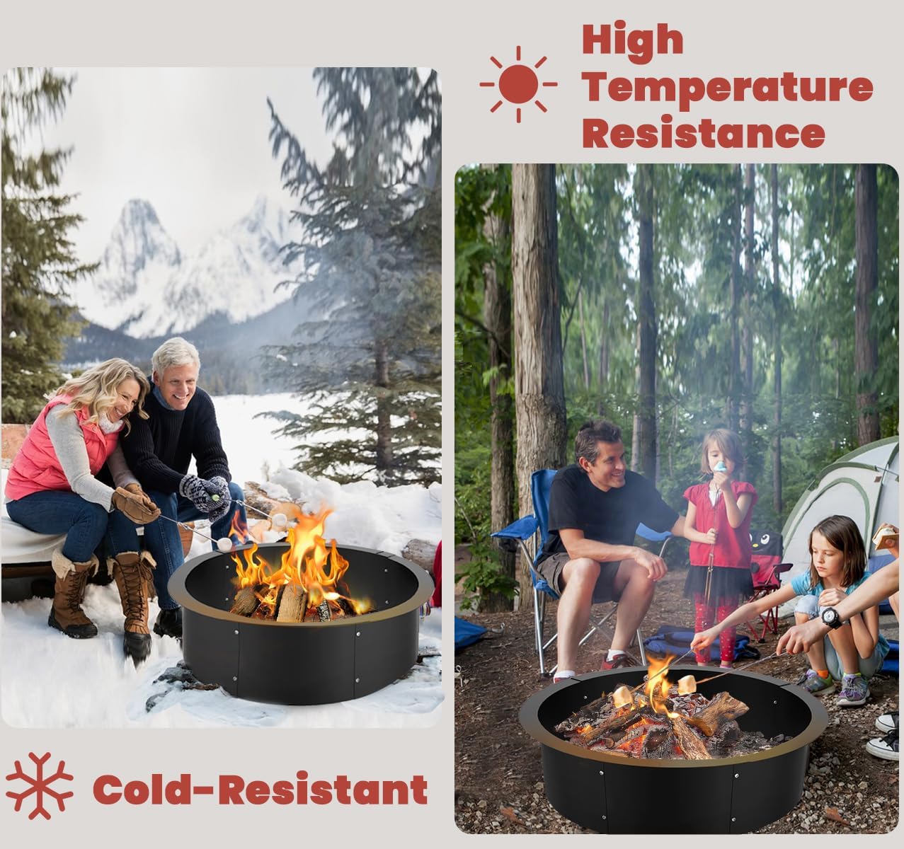 31 Inch Inner Round Fire Pit Ring Insert for Outside Wood Burning, 35 Inch Outer 31 Inch Inner DIY Outdoor Fire Pit Liner Ring for Garden, Patio, Backyard or Camping, 1.5mm Thick Metal Steel