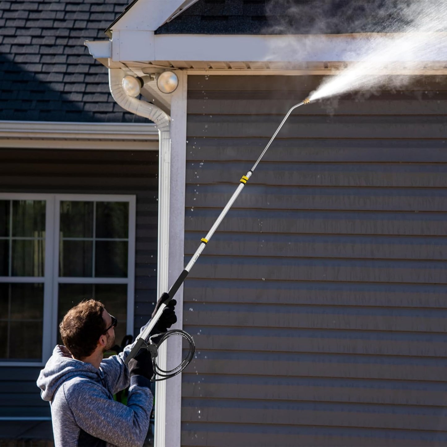 18 FT Telescoping Pressure Washer Wand with Power Washer Extension Wand, Gutter Cleaner Attachment, 5 Spray Nozzle Tips and 2 Hose Inlet Adapters