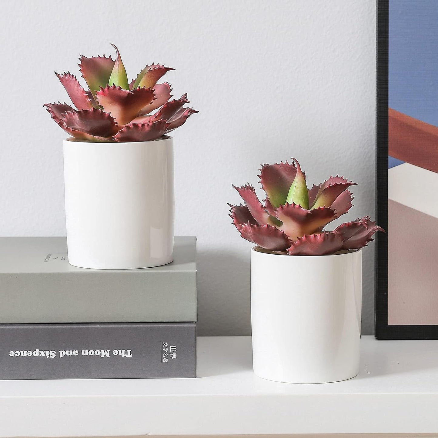 Duovlo Artificial Succulent Plant 7.08 Inch Faux Succulents Agave potatorum Flower Arrangement Craft Wall DIY Materials Pack of 2 (Dark Purple)