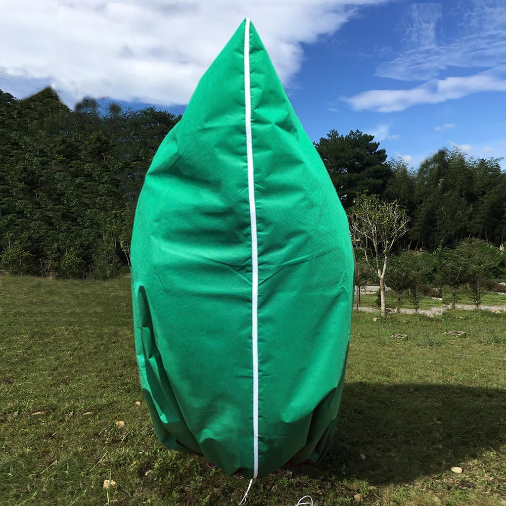 Plant Covers Freeze Protection 2 Packs 75" X55" 2.2oz Tree Covers Frost Plant Covers Freeze Cloth for Outdoor Plants with Zipper Drawstring