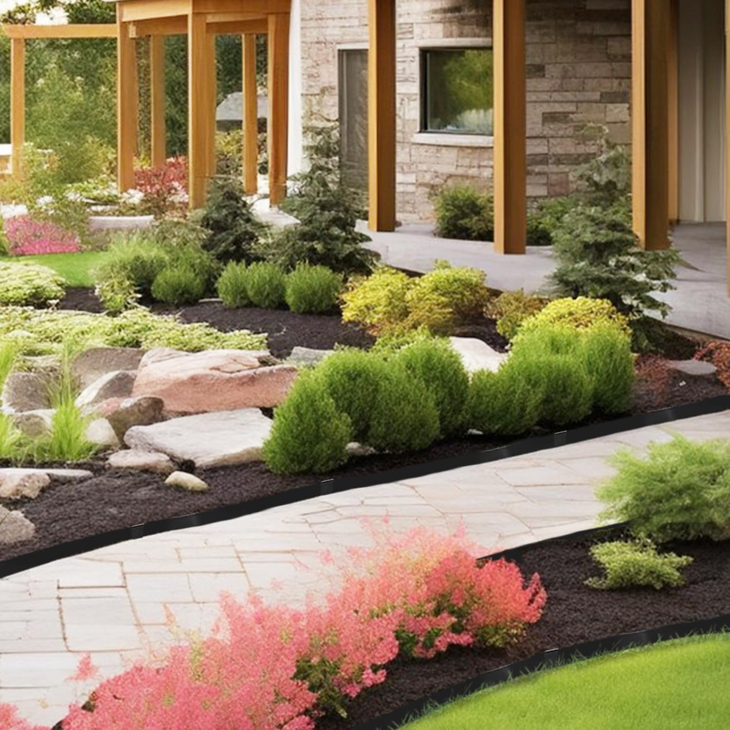 Hugeleaf Metal Landscape Edging, 40” L x 4.5” H Metal Edging for Landscaping with 7Pcs Stakes, Metal Garden Edging Pack of 6 (20 Feet Total Length)