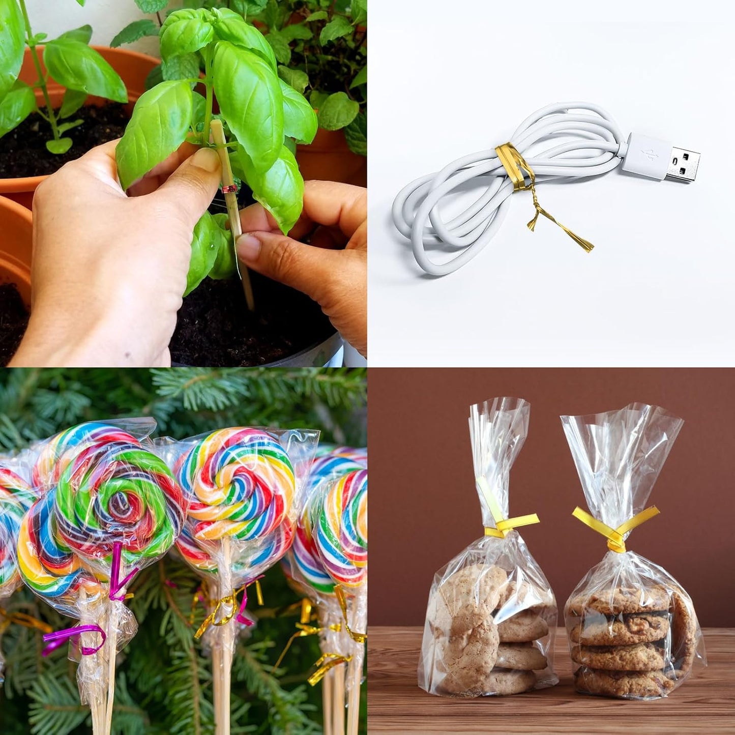 HARFINGTON 800pcs Bag Twist Ties 4.7" Reusable Plastic Metallic Twist Ties Wire Cable Ties for Party Bread Candy Cake, Silver