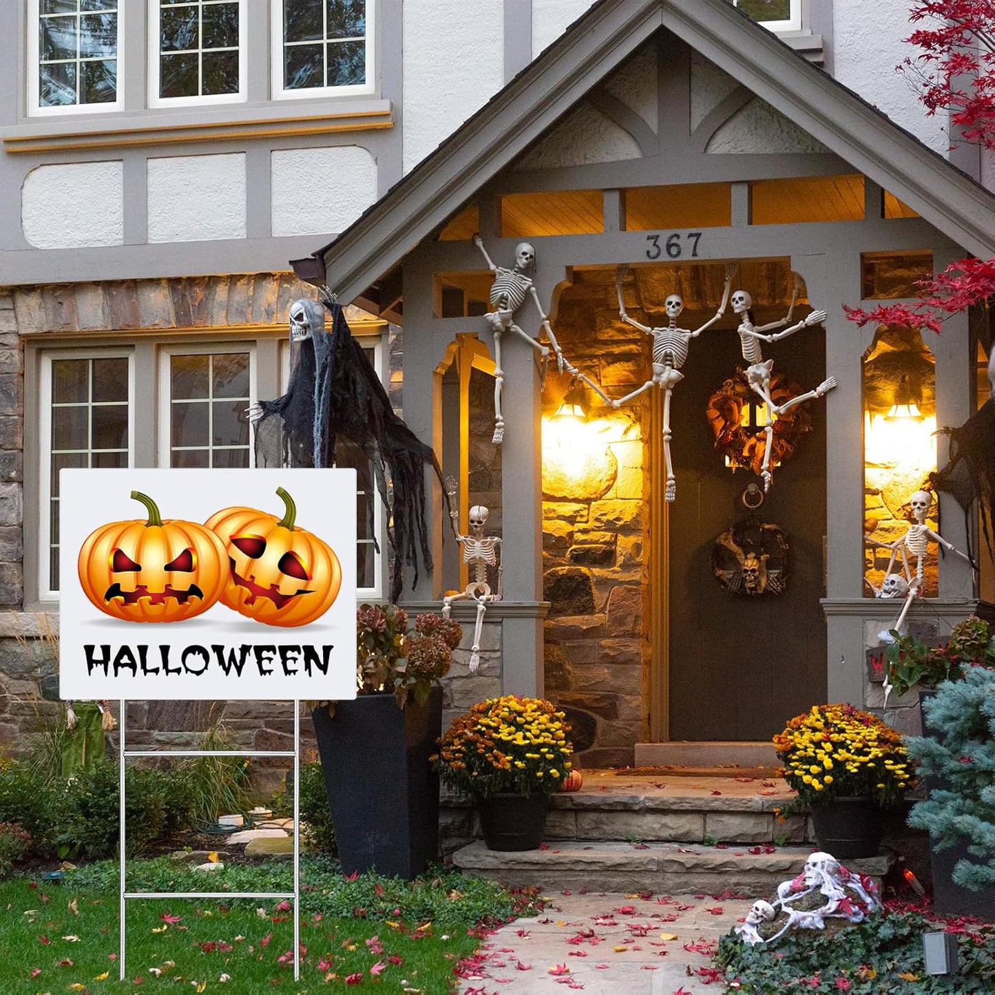 30 Pcs H Stakes for Yard Signs 16.5'' x 7'' Heavy Duty Metal H Frame Wire Stakes Weatherproof Metal Holder for 4mm 5mm Corrugated Signs Guidepost Yard Halloween Decoration