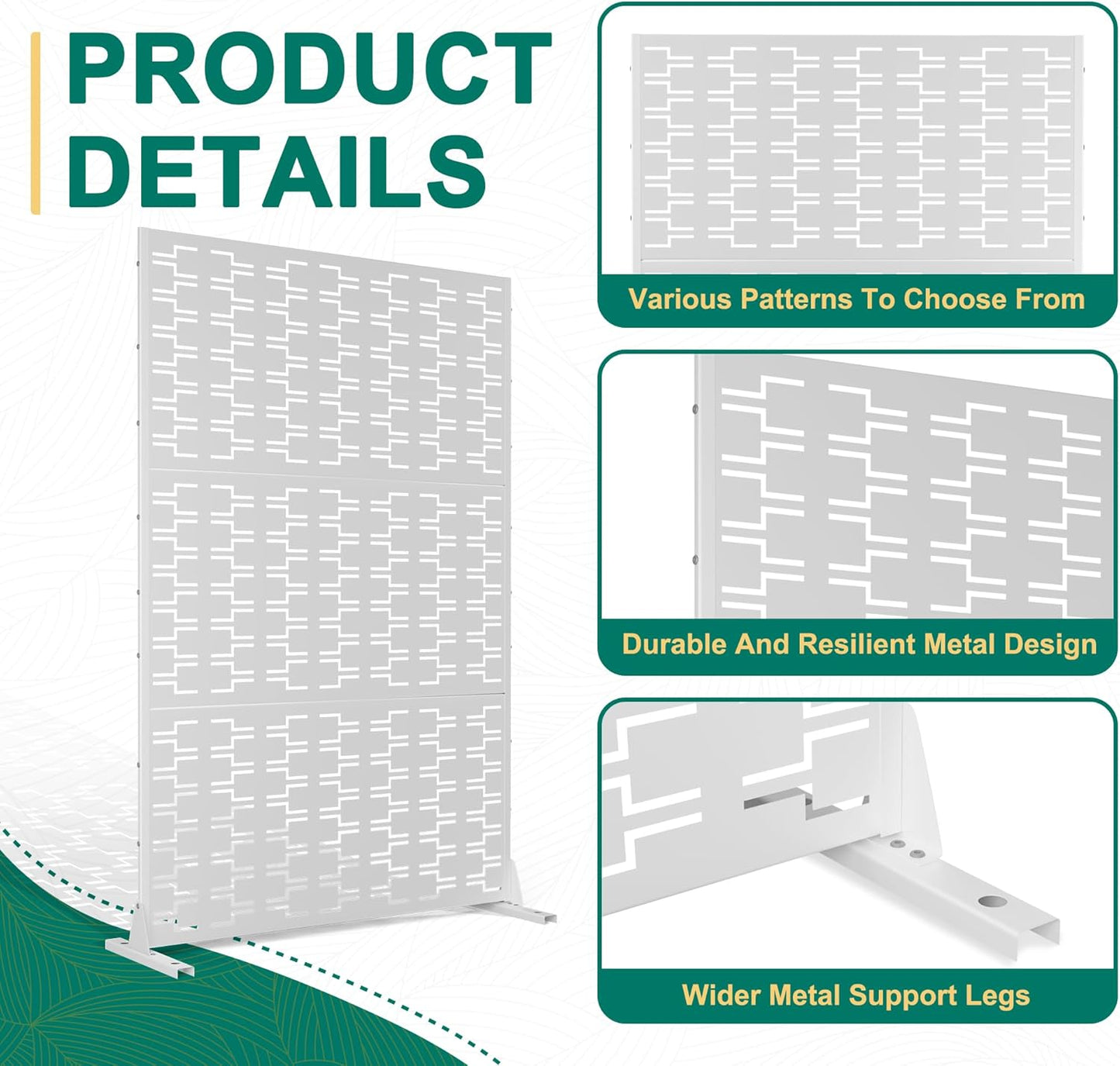 72" H×47" W Metal Privacy Screen Outdoor Privacy Screen Freestanding, Outdoor Privacy Screens and Panels for Patio Lawn Deck(Consists of 3 Panels)