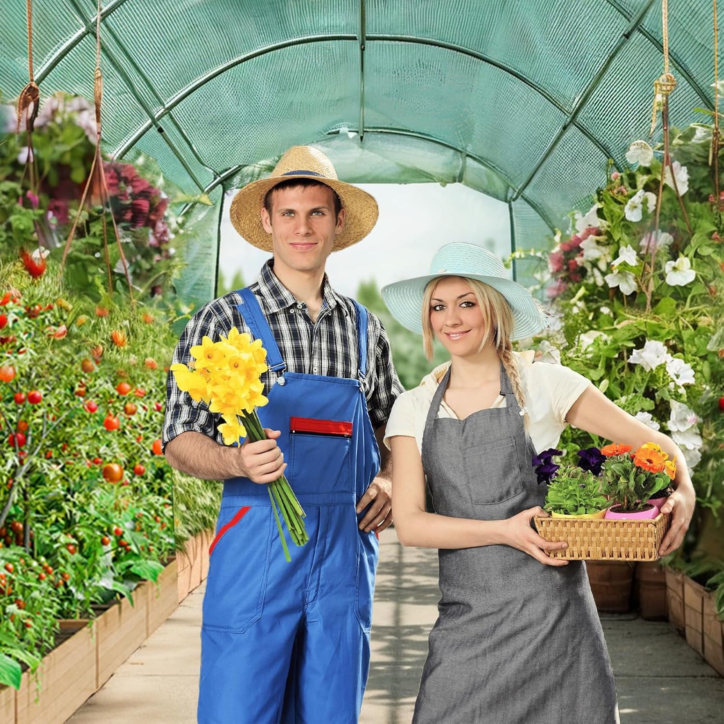 Walk-in Tunnel Greenhouse,Portable Plant Hot Housewith Dual Zippered Screen Doors & 6 Screen Windows Heavy Duty Plastic Plant Warm House with Reinforced Frame (12x7x7 FT)