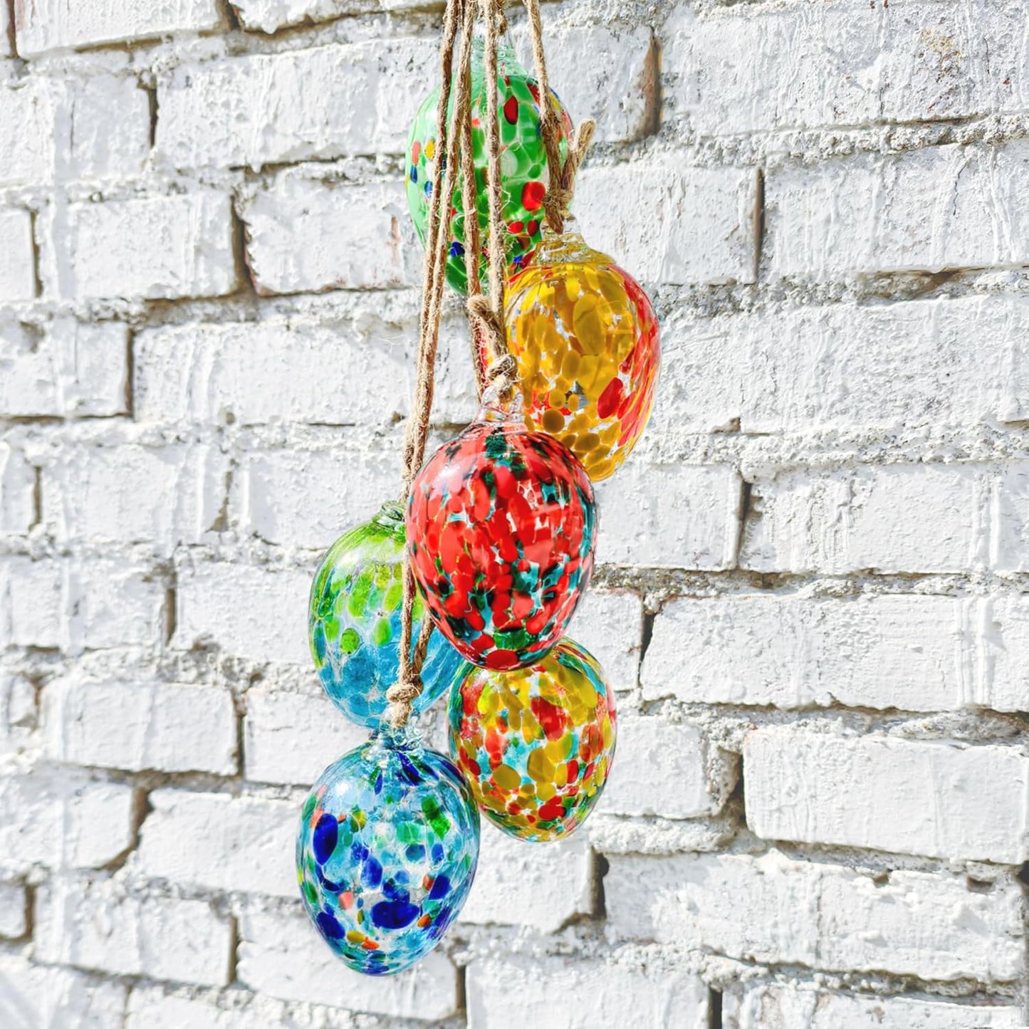 6pcs Hanging Garden Gazing Ball, Hand-Blown Glass Witch Ball for Outdoor Garden Décor