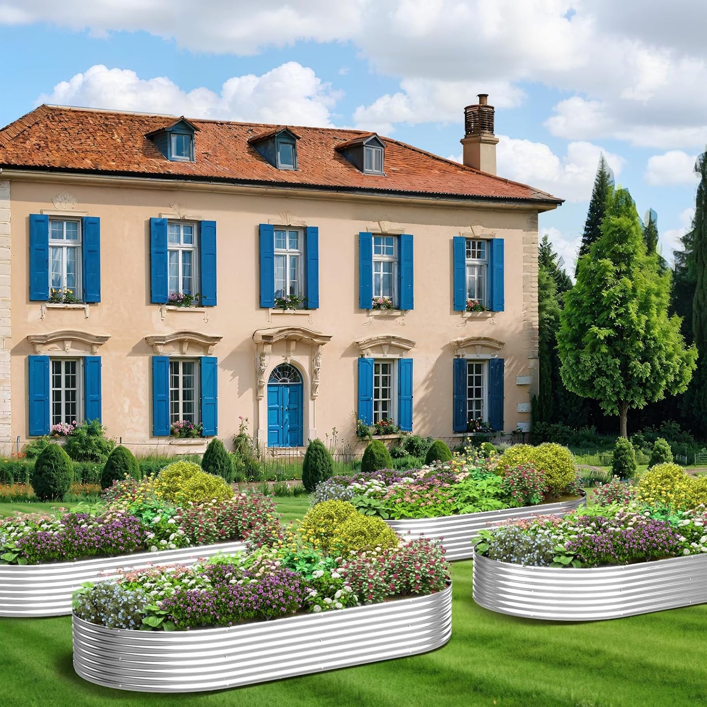 3 Pack Galvanized Raised Garden Bed Outdoor,Metal Garden Bed for Vegetables,Steel Raised Beds for Gardening,Above Ground Garden Box for Flower-45x20 inch