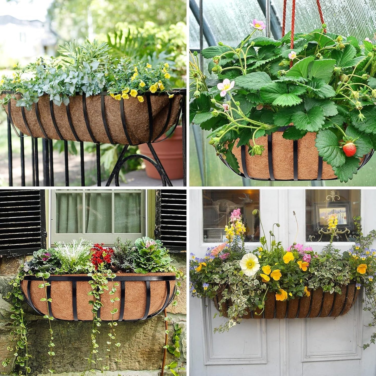 2pcs 30" Natural Replacement Coconut Liner for Window Box Wall Planter Garden Deck Fence Flower Baskets