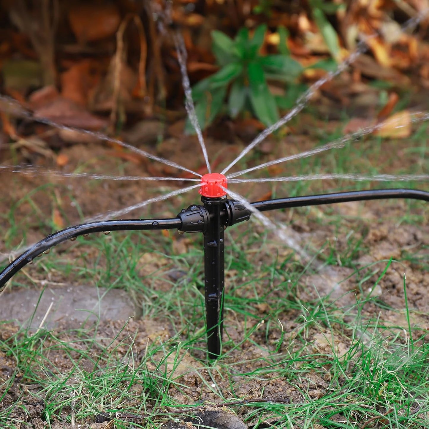 25 Pcs Drip Irrigation Fan Emitter for 1/4" Irrigation Tubing, Adjustable Water Flow Irrigation Spary Dripper with Stake Drip Micro Drip Irrigation Sprayer Emitter for Irrigation Watering System