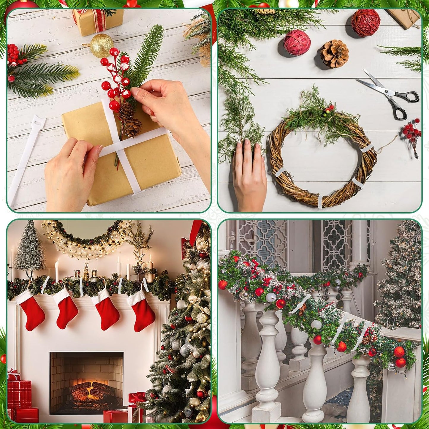100 Pcs Christmas Garland Ties 12Inch Adjustable Holiday Garland Twist Ties for Holiday Christmas Halloween Tree Wreath Party Yard Wall Doorway Reusable Nylon Garden Cable Straps Decoration(White)