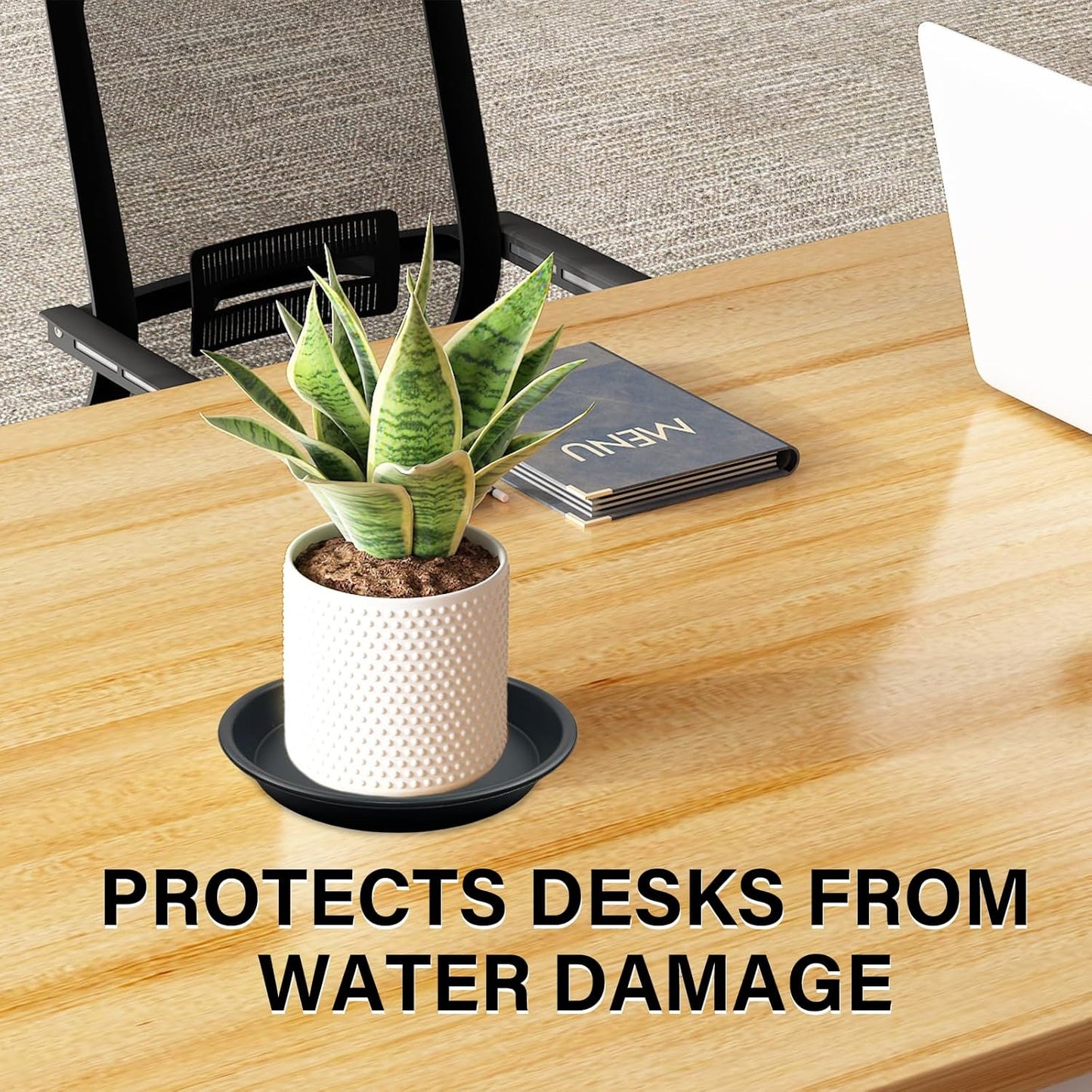 6 Pack 8 Inch Black Plant Saucers, Heavy Duty PP Plastic Plant Trays for Pots, Durable Flower Pot & Planter Saucers, Water Catcher Drip Trays Indoor Outdoor Use