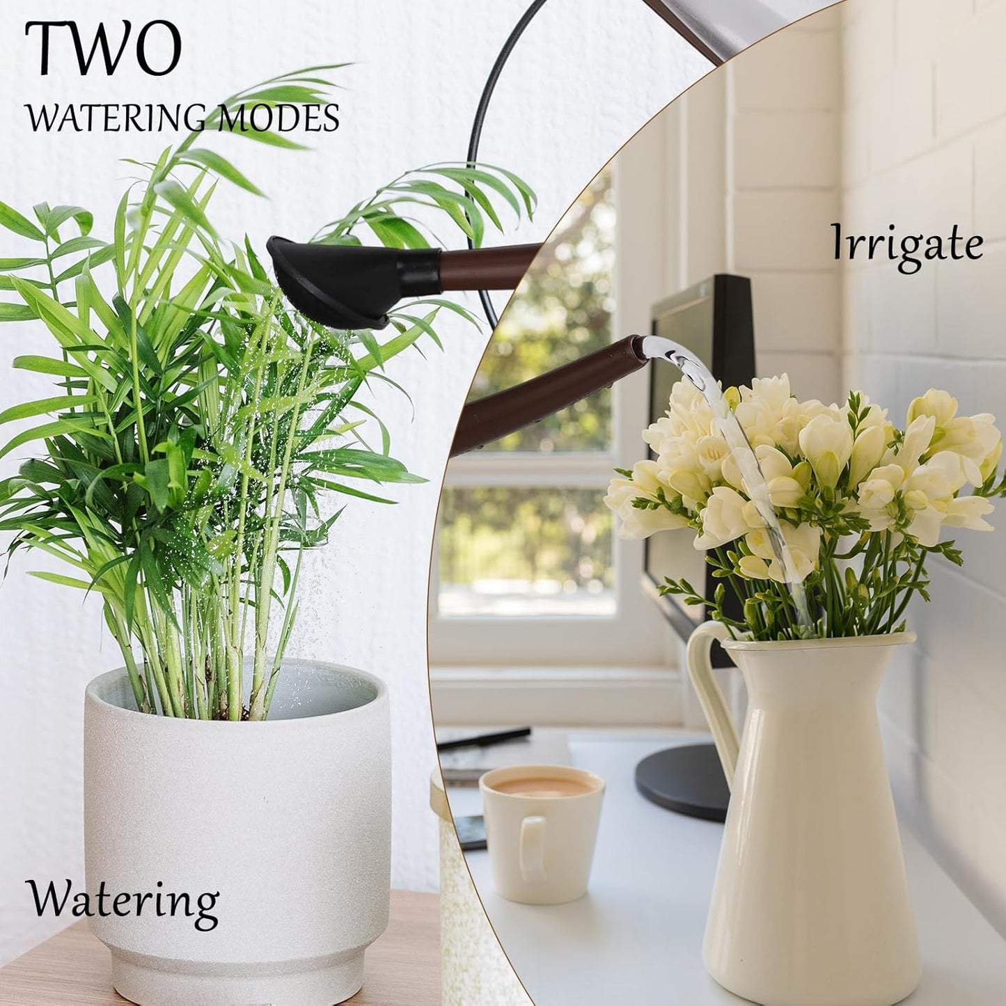 5L Foldable Watering Can, Lightweight Transparent with Water Level Indicator for Indoor Plants, Garden, Bonsai - Khaki