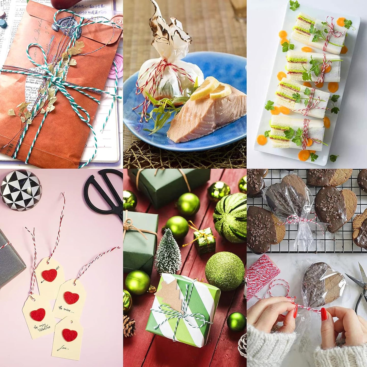 Anvin Natural Jute Twine - 984 Feet, 10 Ply, 2mm Thick, Green, Red, White (Pack of 3) - Bakers, Butcher, Baking, Arts & Crafts, Gardening