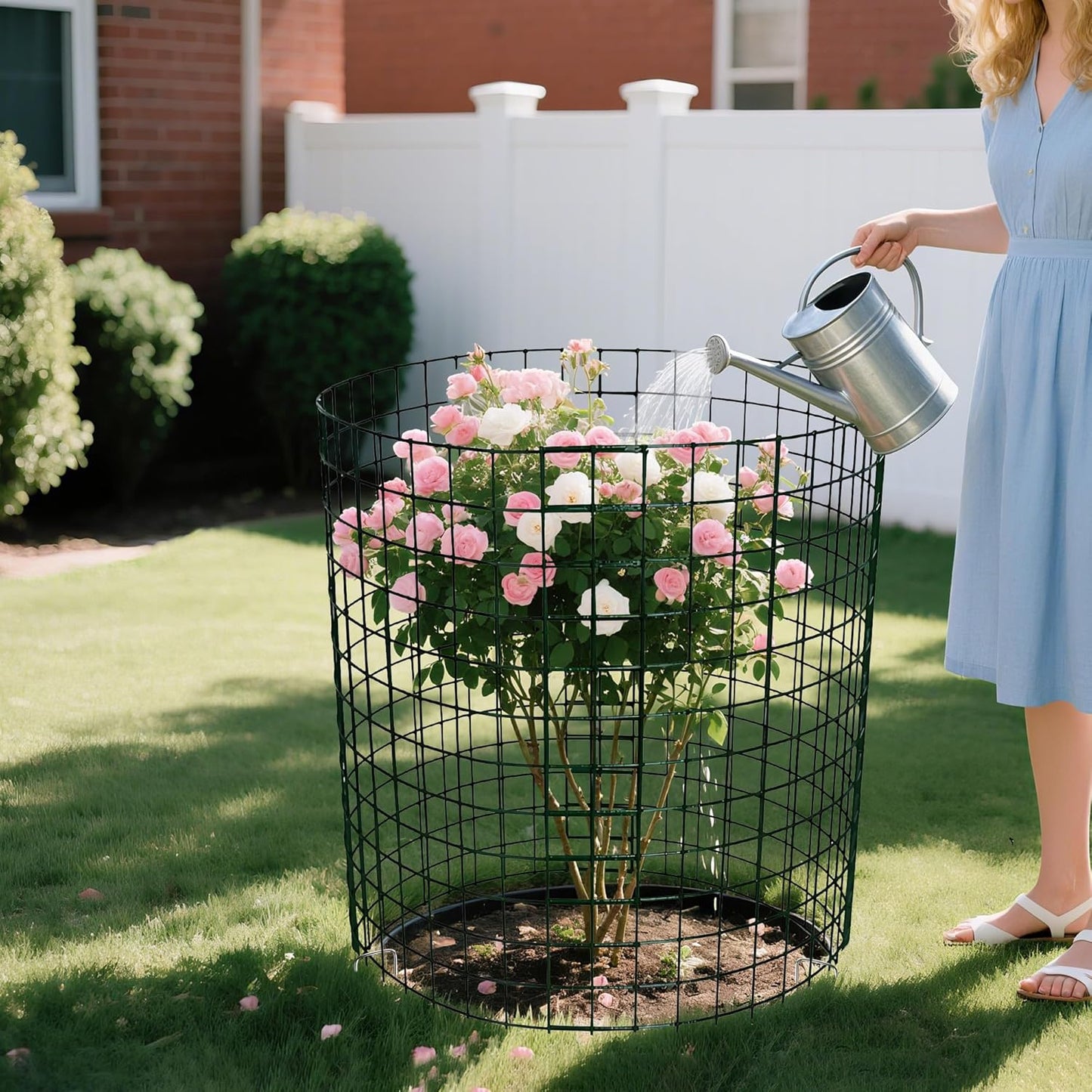 16pcs Plant Protectors from Animals, 13.8"x 12" Wire Plant Protector, Wire Cages for Plants with Stakes and Cable Ties, Metal Plant Cages for Plants, Vegetables, Flowers