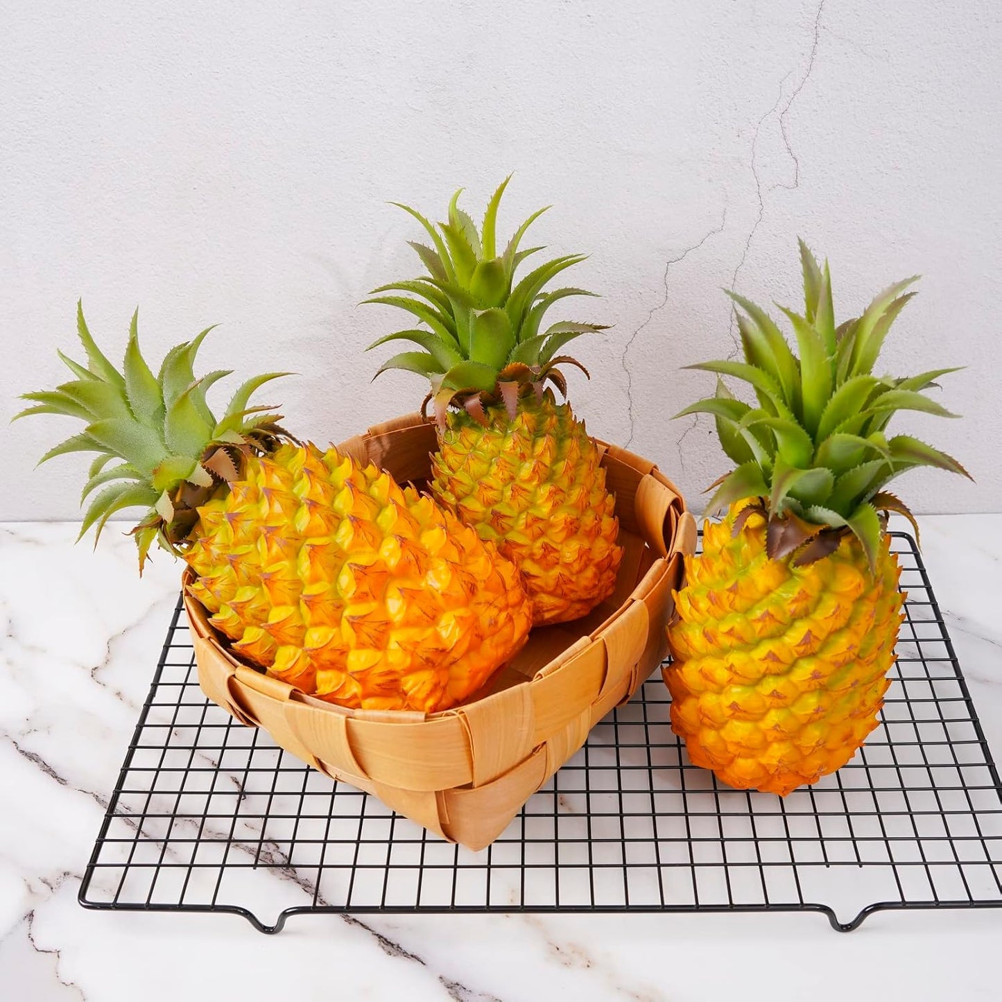 QIRMIZI 2 Pack Artificial Pineapple -Simulated Fruit Decoration, Lifelike Fake Fruit Model, Perfect for Home Decor, Kitchen, Party & Photography Prop – Realistic & Eco-Friendly,Yellow Meduim