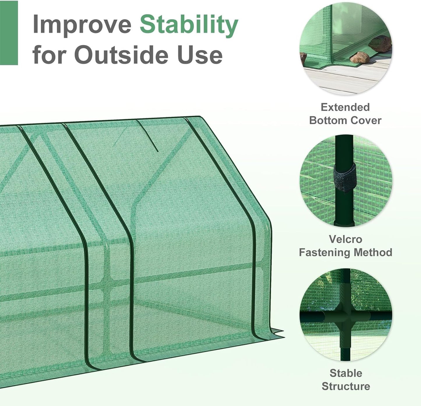 Aoodor 6 x 3 x 3 ft Mini Greenhouse with 2 Zipper Doors, Water-Resistant, UV-Protected for Flowers, Vegetables, and Herbs, Includes 3 Covers