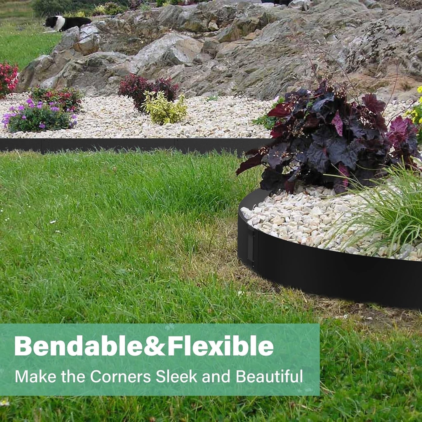 10 Inch Steel Garden Edging Borders, 40" L x 10" H Strips Metal Landscape Edging - Bendable Metal Edging with 6 Clips Edge for Landacaping Lawn Yard (20Ft Total, Black)