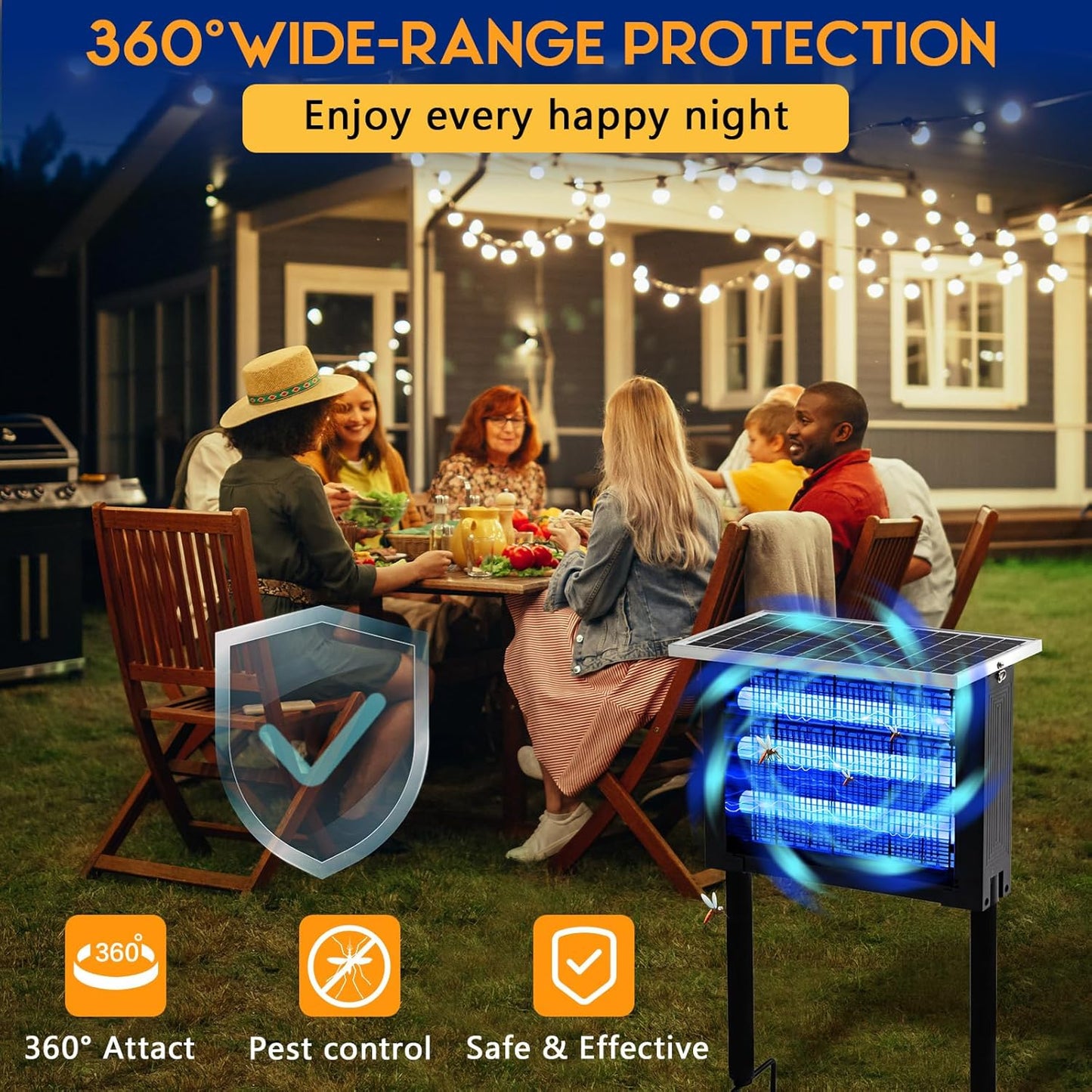 Qualirey 2 Pcs Solar Bug Zapper Outdoor Waterproof Mosquito Zapper with 3000v High Powered Rechargeable Electric Mosquito Killer with Grounding Bracket Fly Insect Trap for Patio Garden