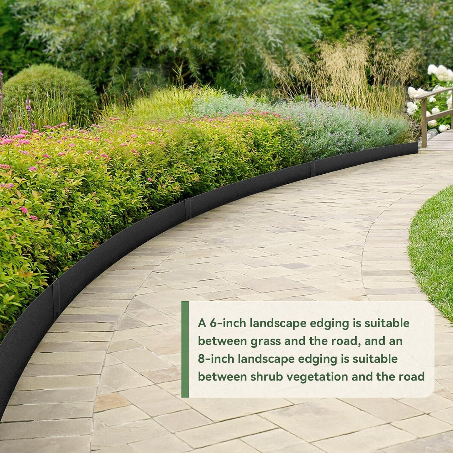 6PCS 8 inch Steel Landscape Edging Kit - 40" L x 8" H Each (20ft Total) Galvanized Steel Edge for Lawn Yard- No-Dig Hammer-in Heavy Duty Metal Edging Border with 6 Clips