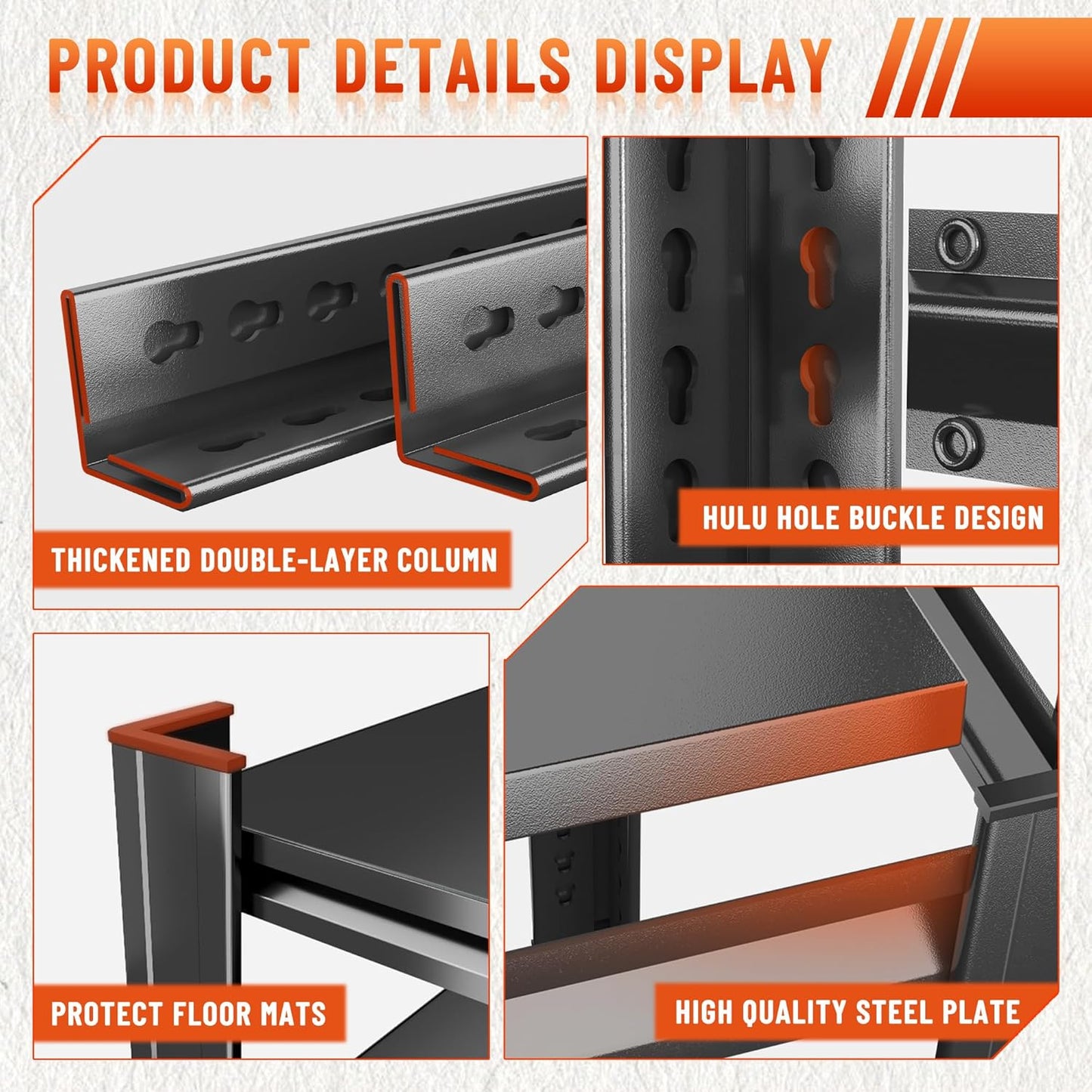 5-Tier Heavy Duty Metal Shelving Unit, 2500LBS Capacity Garage Storage Shelf, Industrial Adjustable Storage Rack for Warehouse, Basement, Commercial & Home Use (77" H x 35.4" W x 15.7" D,Black)