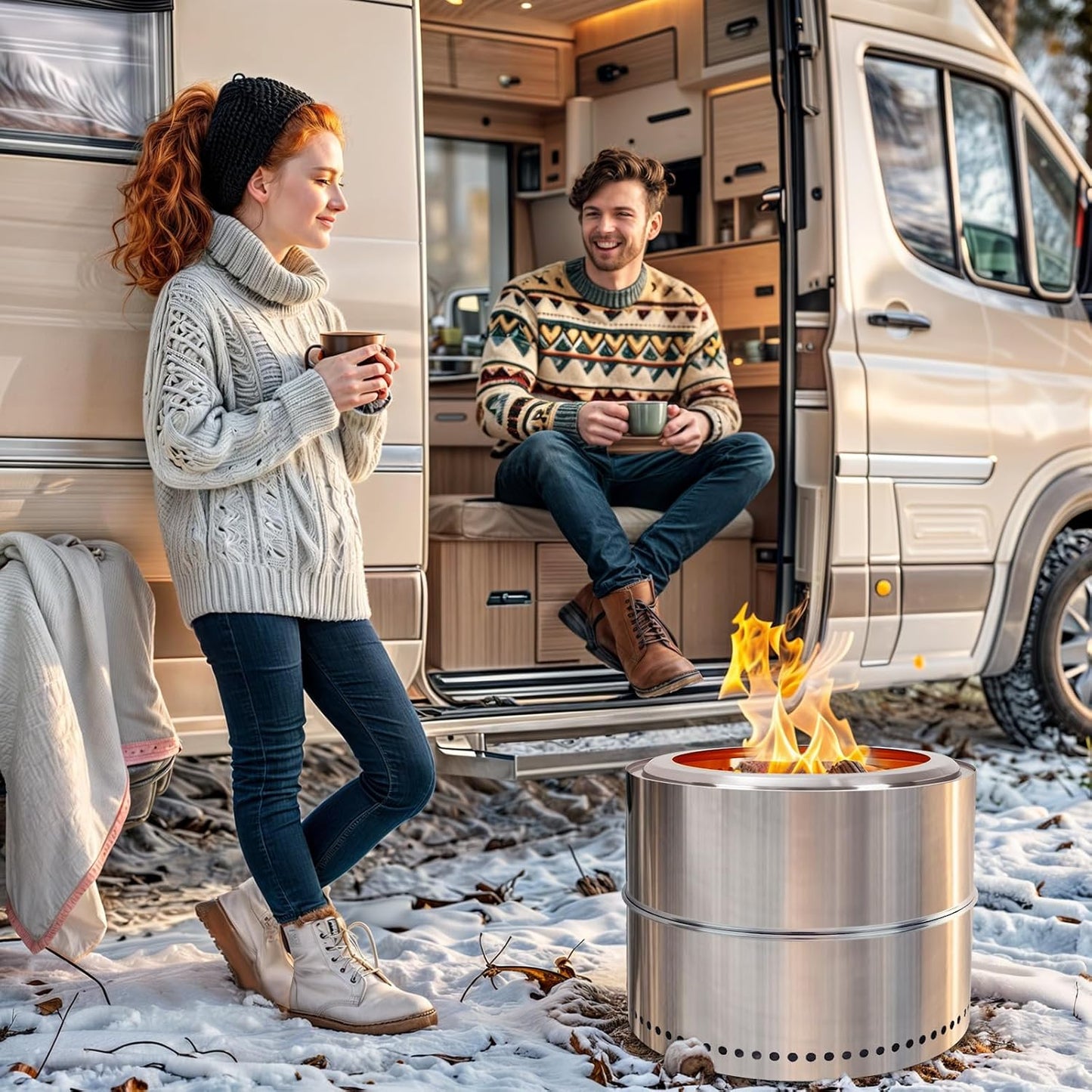 HGD 16 inch Smokeless Firepit, Stainless Steel Fire Pits, Smokeless Fire Pit for Outside with Carry Bag for Camping Backyard Patio Garden Picnic