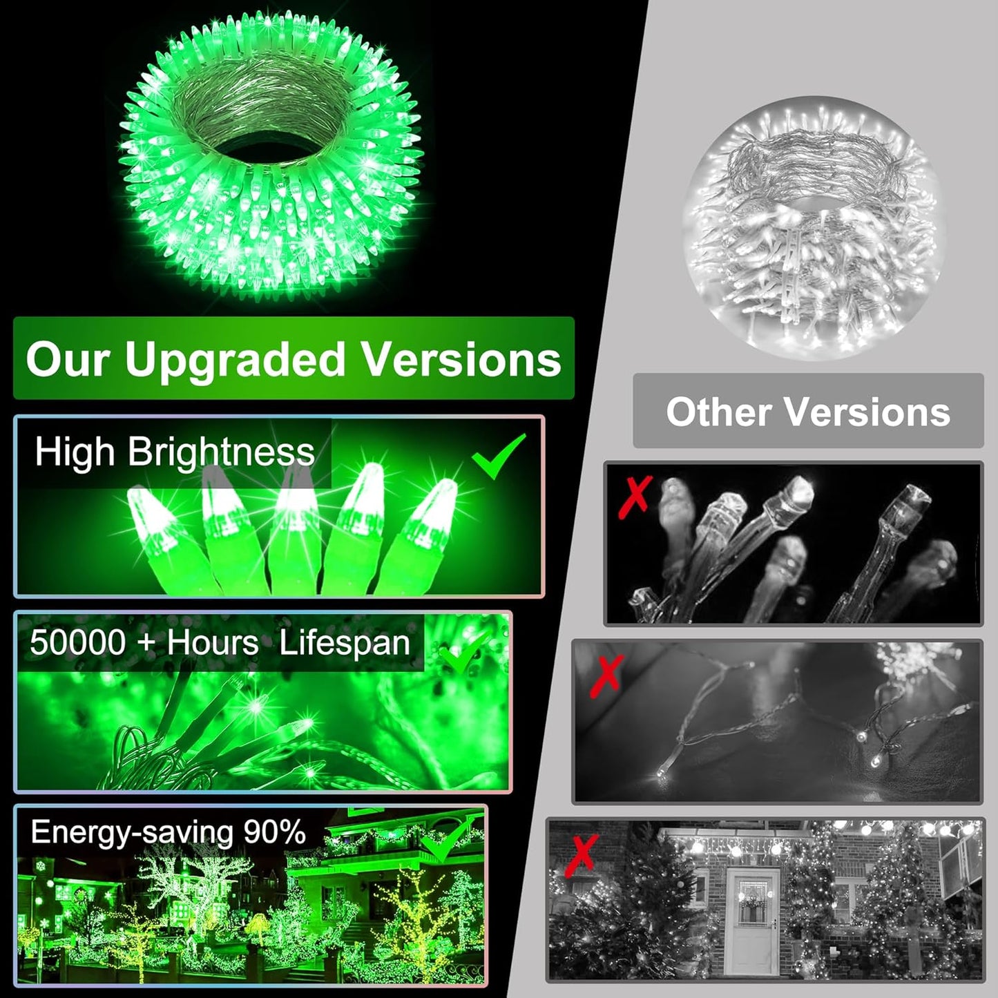 750 LED Christmas Lights Outdoor, 246ft 8 Modes Fairy Lights for Outside, IP44 Waterproof for Xmas Patio Yard Fence Deck Balcony Garden Decor Green