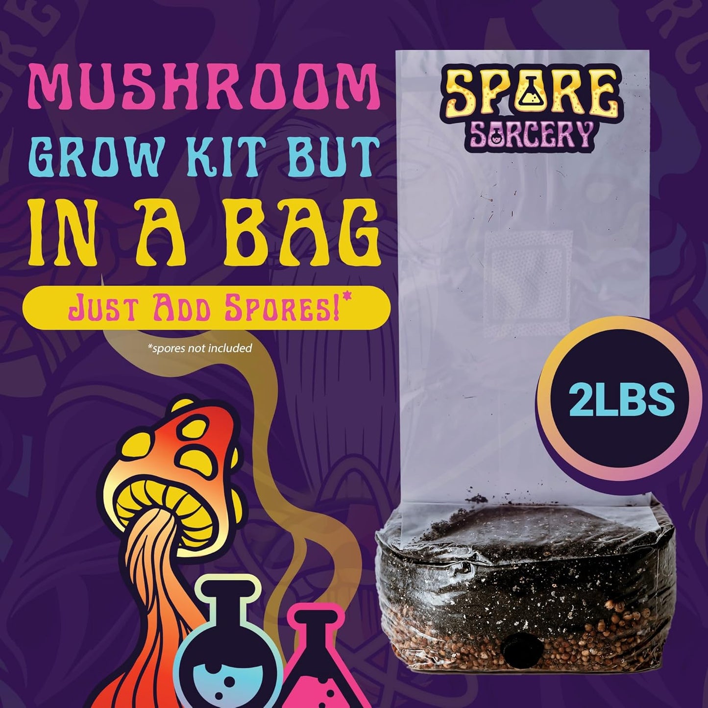 2 LB All-in-One Grow Kit: Up to 32oz of Mushrooms! Nutrient-Enhanced, Injection Port, Just Add Your Own Spores & Grow Like Magic