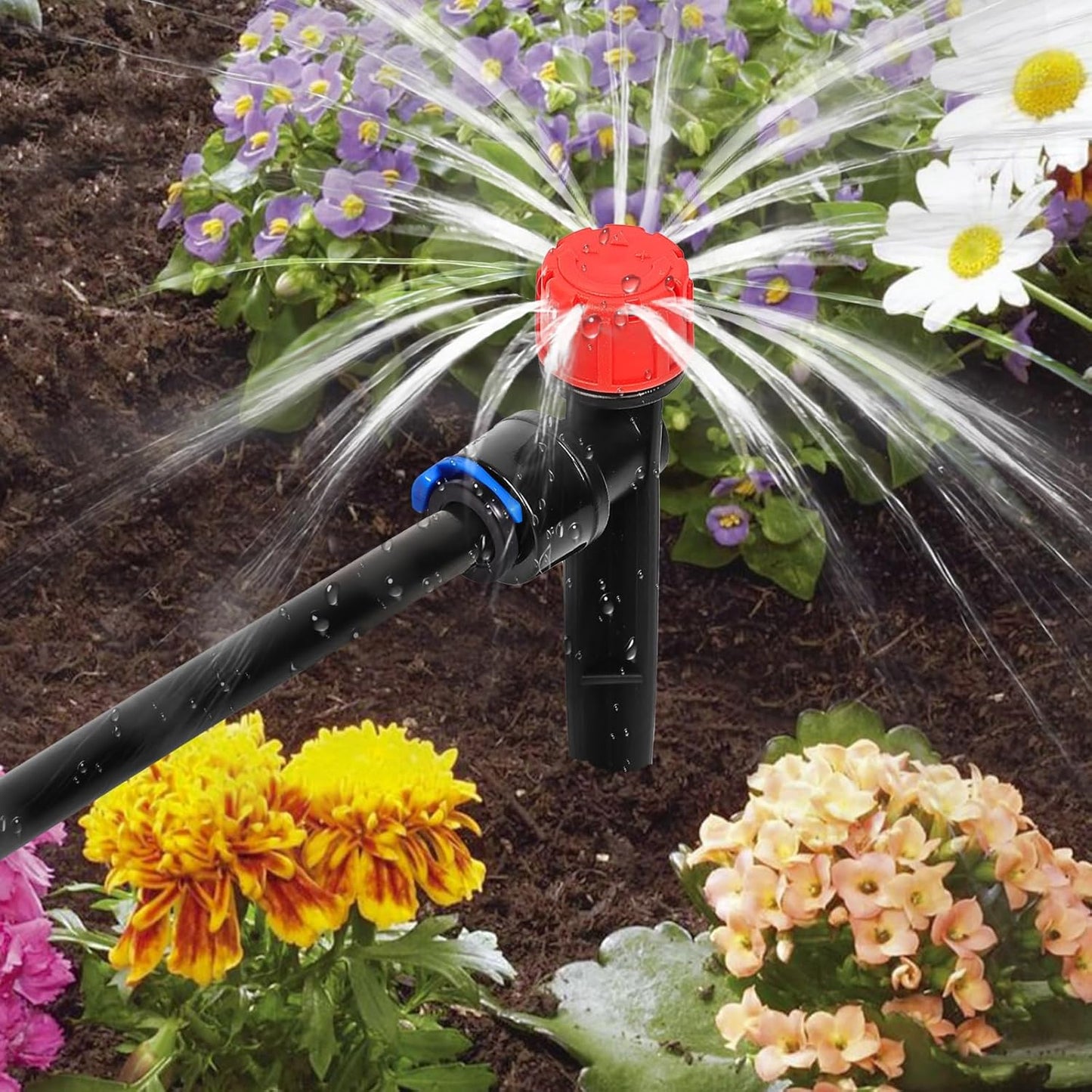 20PCS 1/4 inch Tubing Drip Irrigation Vortex Emitters,360 Degree Drip Emitter Sprayer with Stake, Irrigation Dripper Sprinklers for Drip Irrigation System