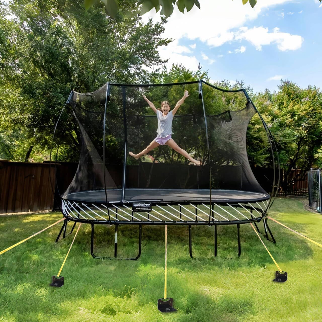 24" Heavy Duty Ground Anchors Screw in, 4 Pack Earth Anchors with Drill Adapter & Brackets, Metal Shed Anchor Kit for Storage Sheds, Mobile Home, Swing Set, Trampoline, Tent, Dog Tie-Out (No Straps)